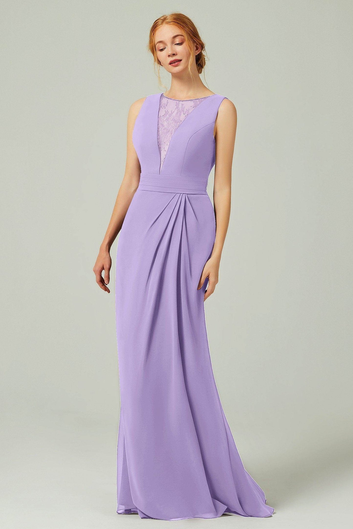 Sheath-Column Floor Length Chiffon Bridesmaid Dress Formal Dresses CB0297 - COCOMELODY