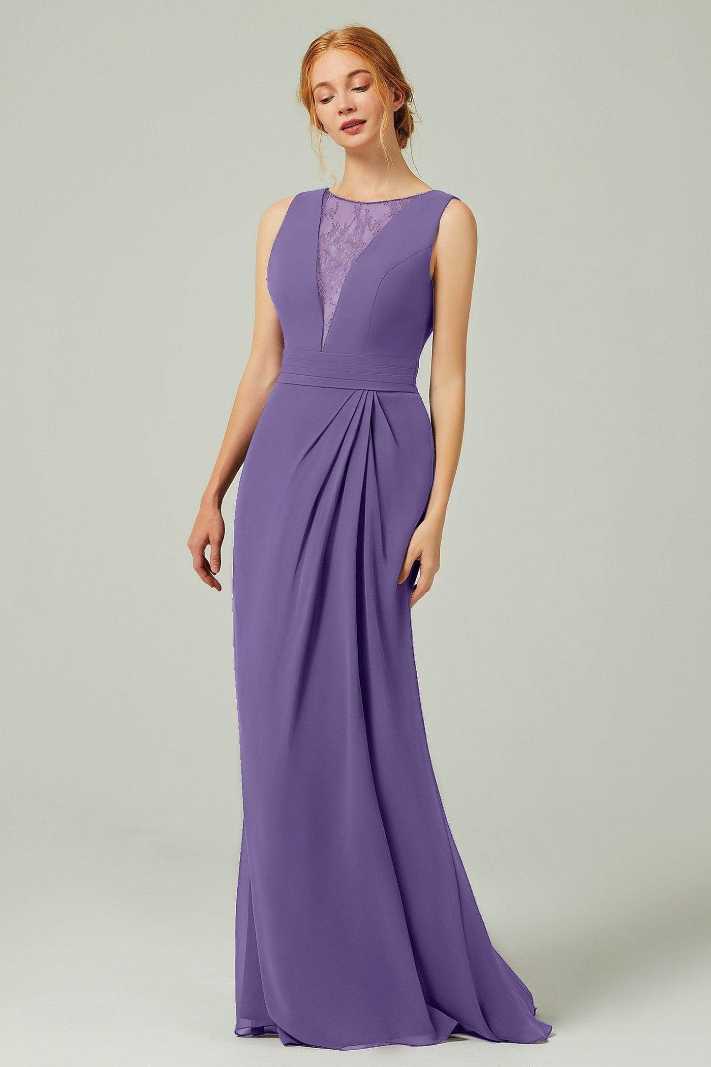 Sheath-Column Floor Length Chiffon Bridesmaid Dress Formal Dresses CB0297 - COCOMELODY