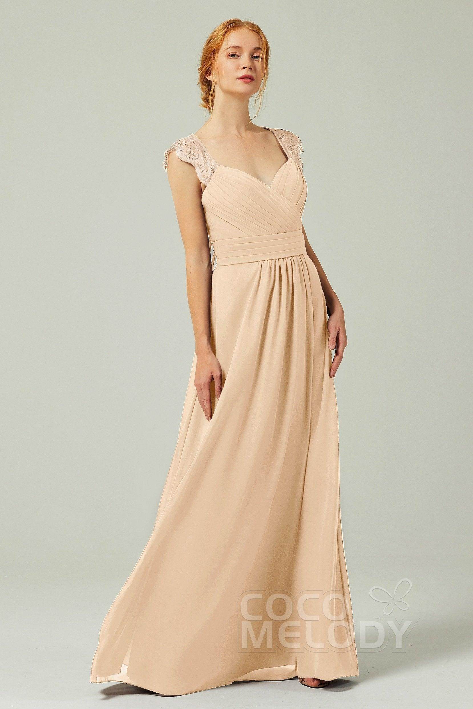 A-Line Floor Length Chiffon Bridesmaid Dress Formal Dresses CB0298 - COCOMELODY