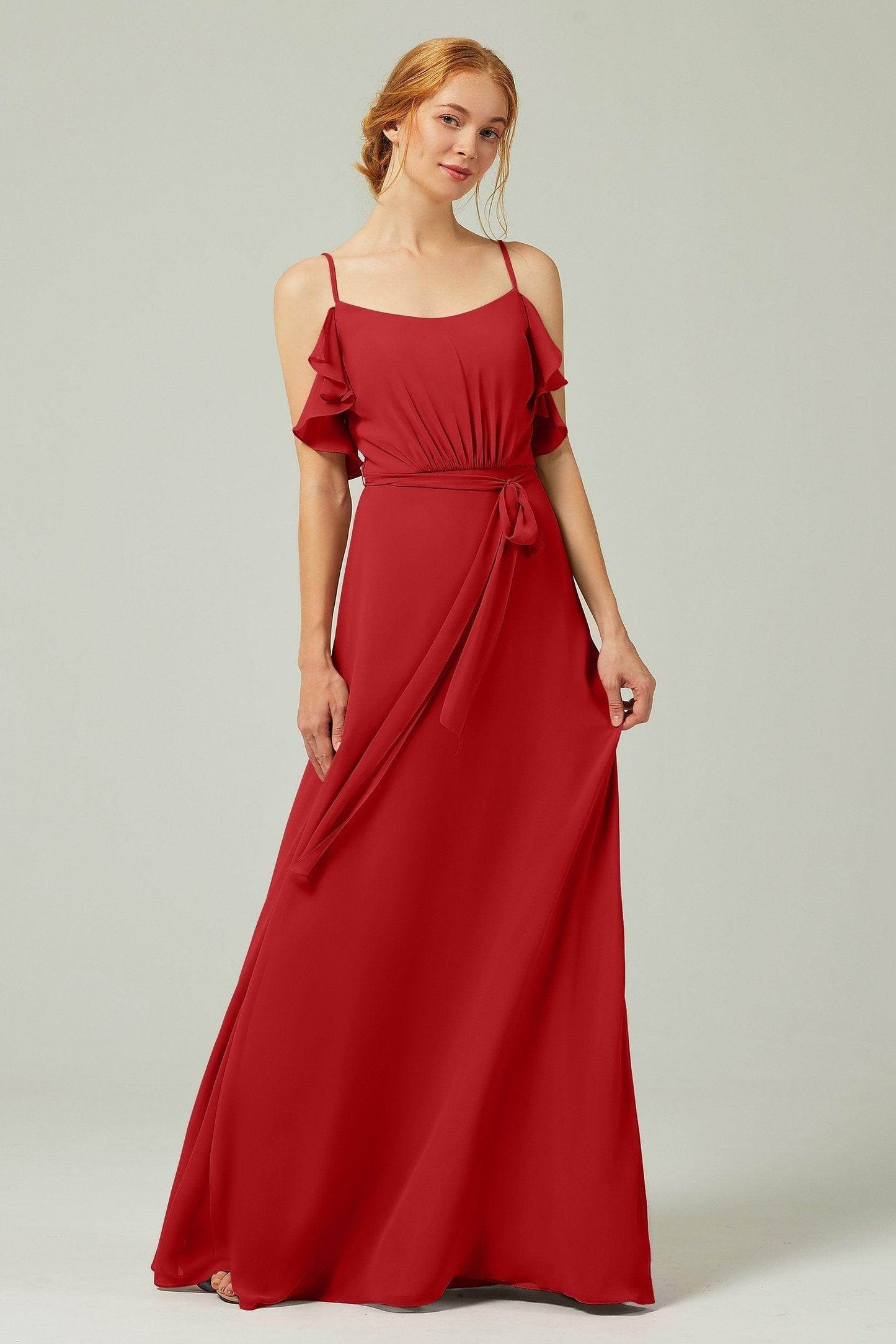 A-Line Floor Length Chiffon Bridesmaid Dress CB0299 - COCOMELODY
