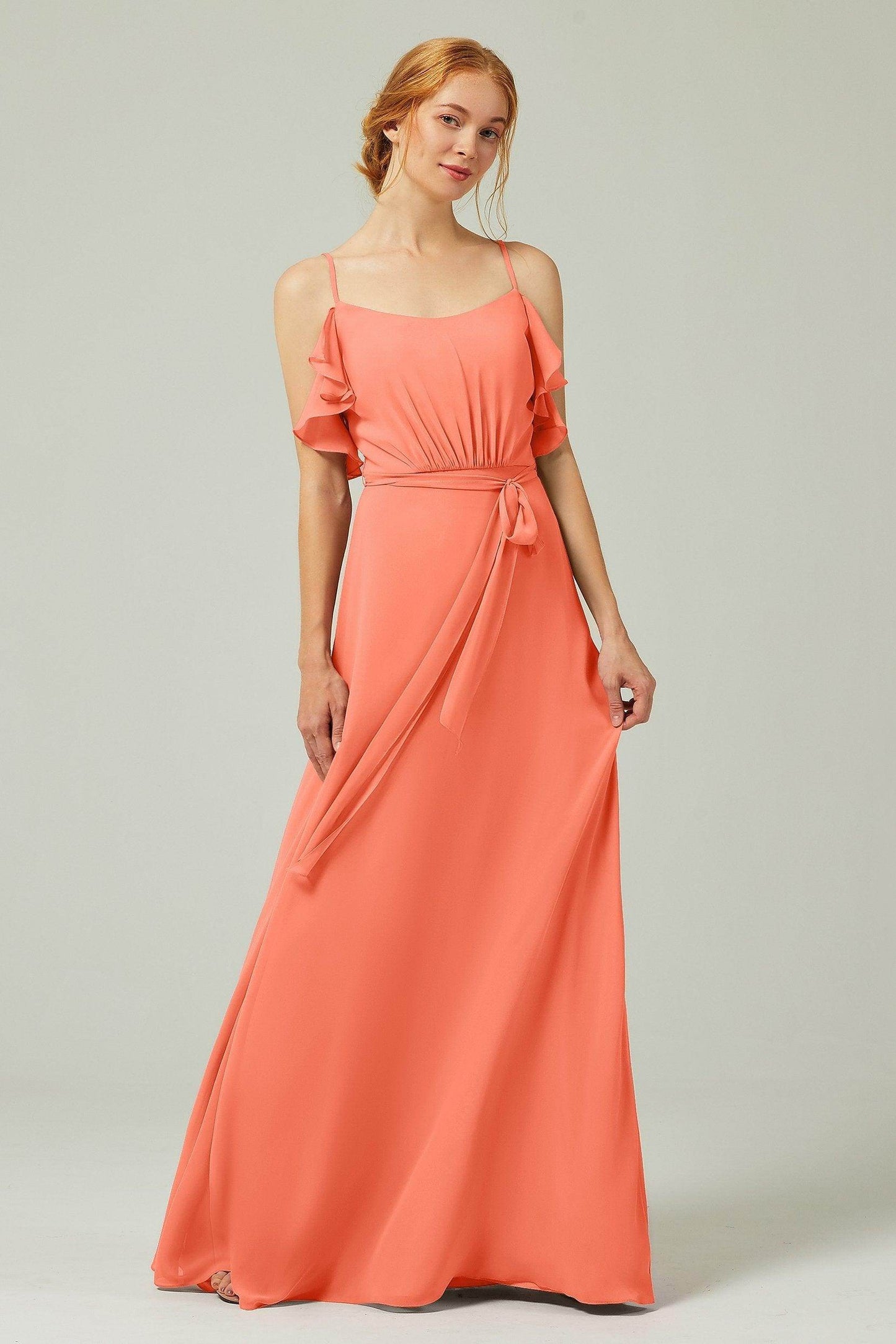 A-Line Floor Length Chiffon Bridesmaid Dress CB0299 - COCOMELODY