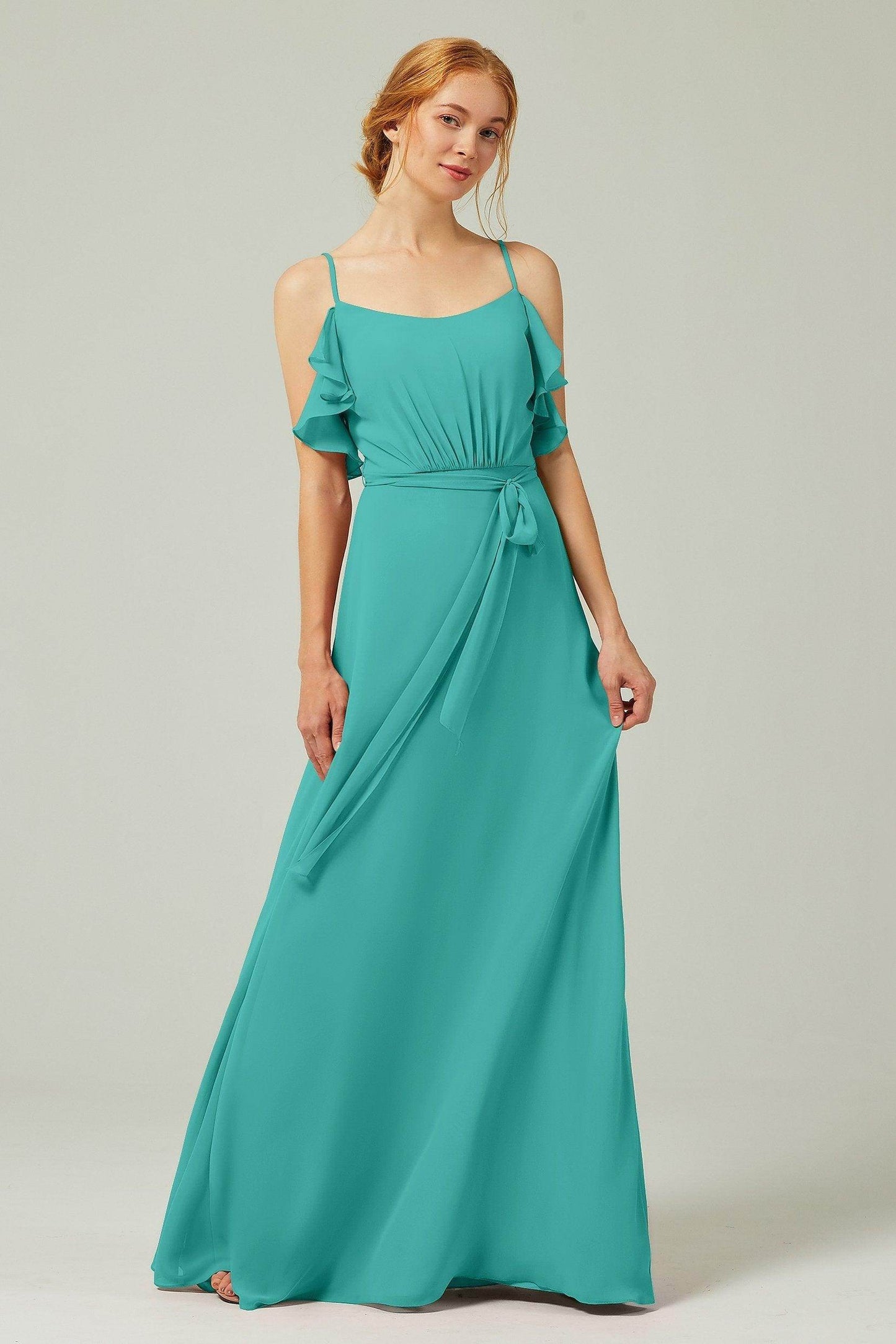 A-Line Floor Length Chiffon Bridesmaid Dress CB0299 - COCOMELODY
