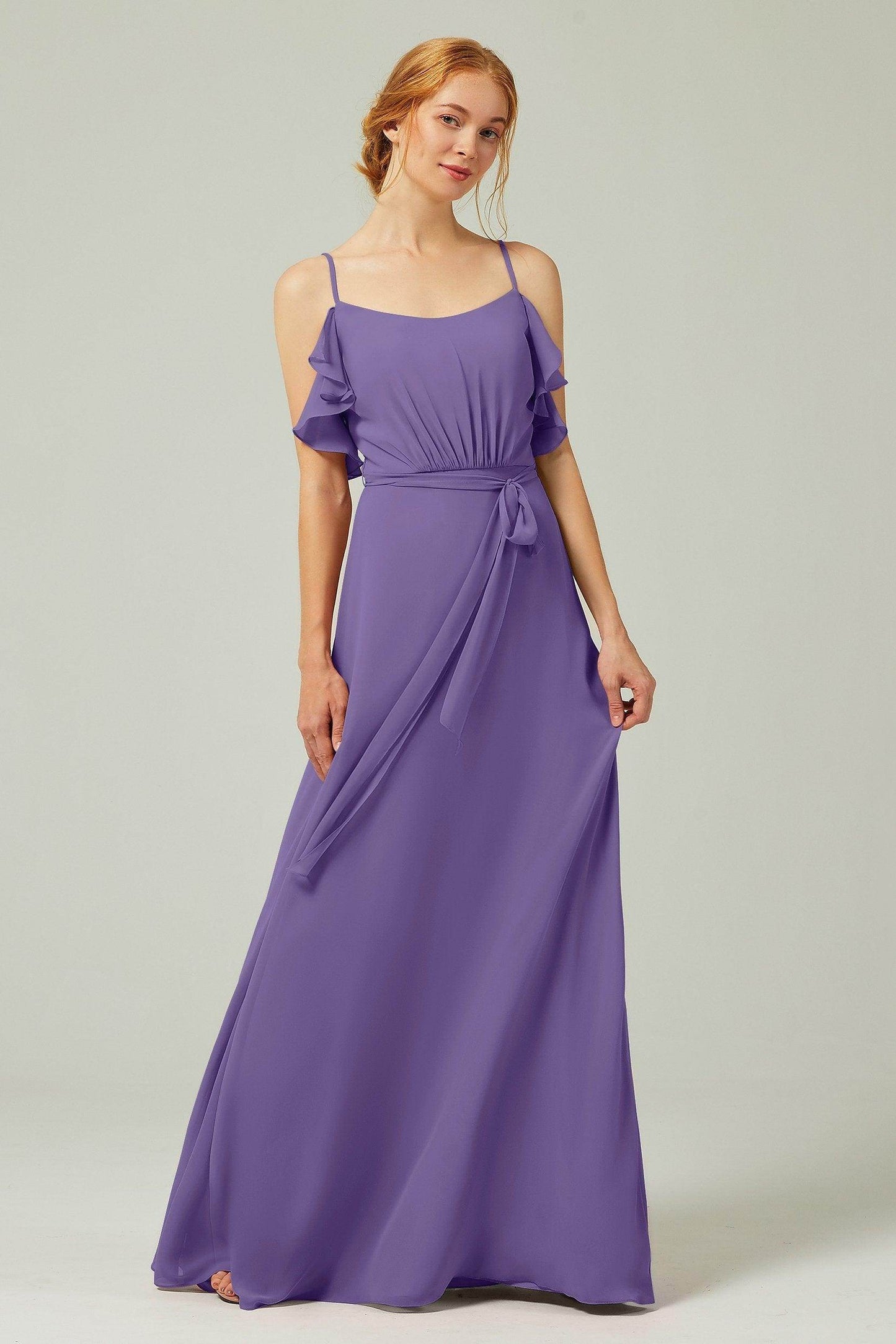 A-Line Floor Length Chiffon Bridesmaid Dress CB0299 - COCOMELODY