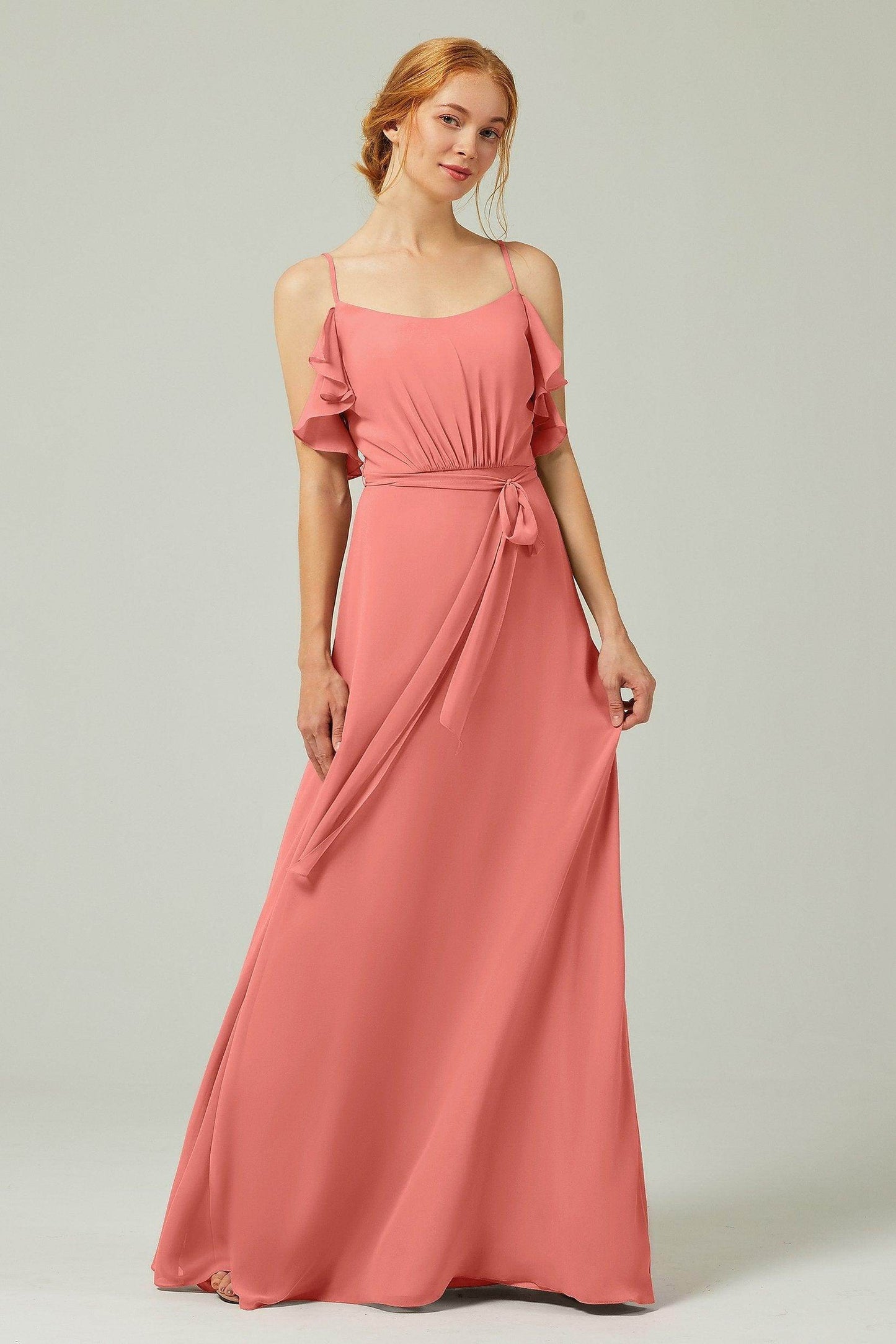 A-Line Floor Length Chiffon Bridesmaid Dress CB0299 - COCOMELODY