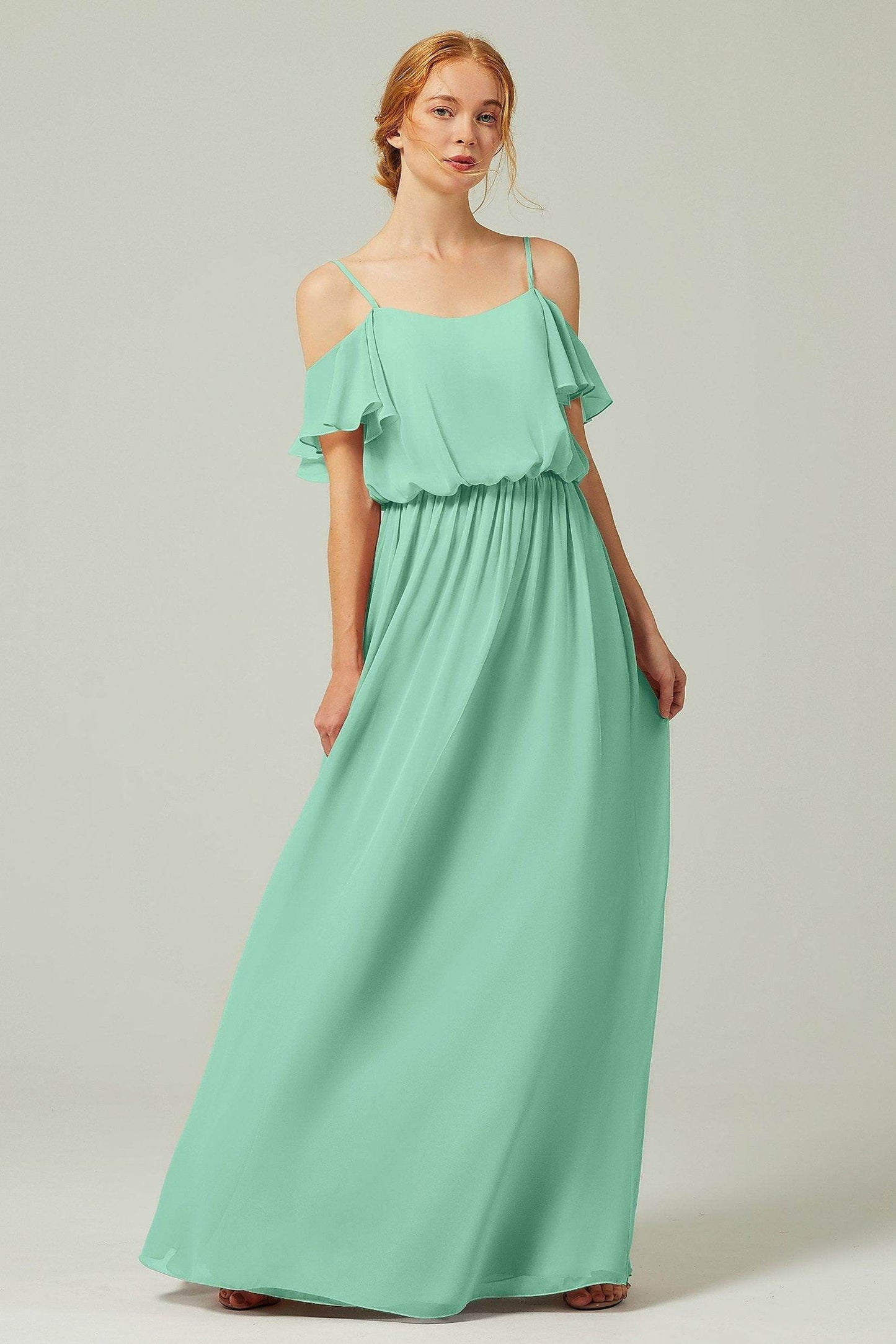 A-Line Floor Length Chiffon Bridesmaid Dress CB0300 - COCOMELODY