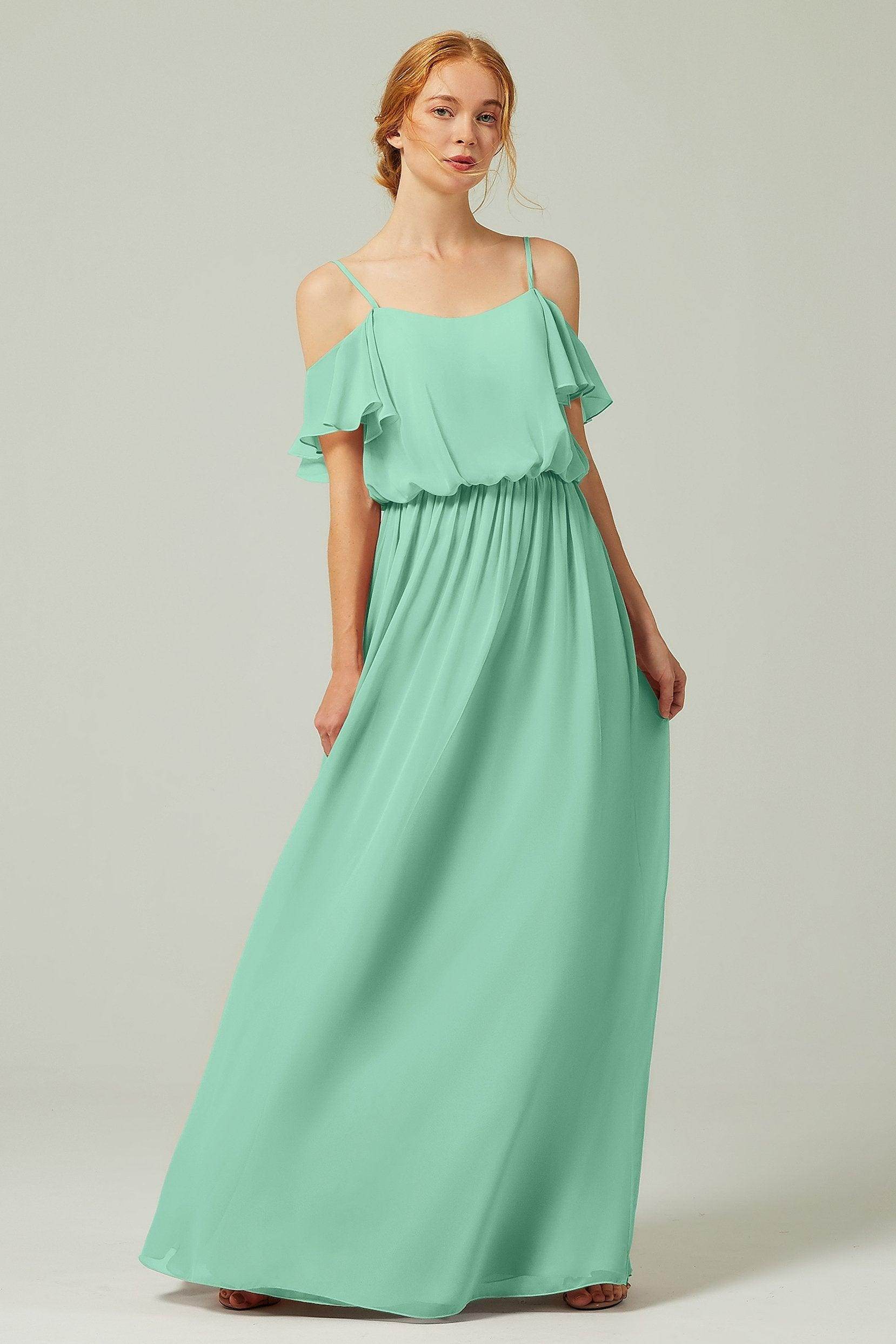 A-Line Floor Length Chiffon Bridesmaid Dress CB0300 - COCOMELODY