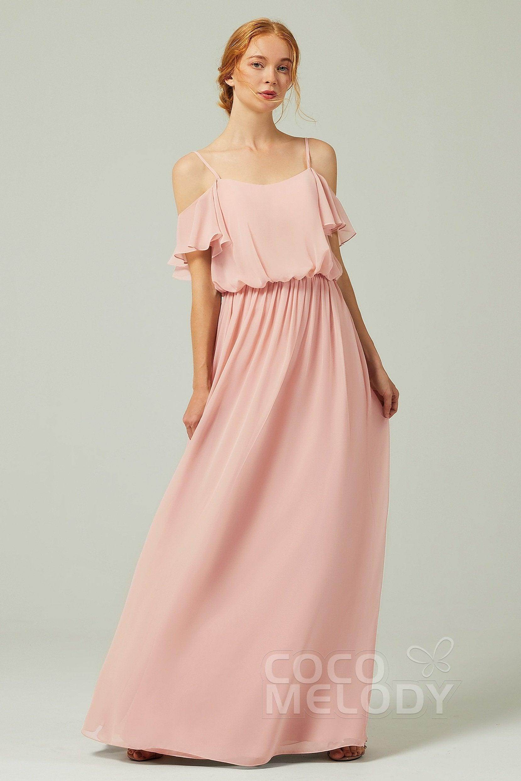 A-Line Floor Length Chiffon Bridesmaid Dress CB0300 - COCOMELODY