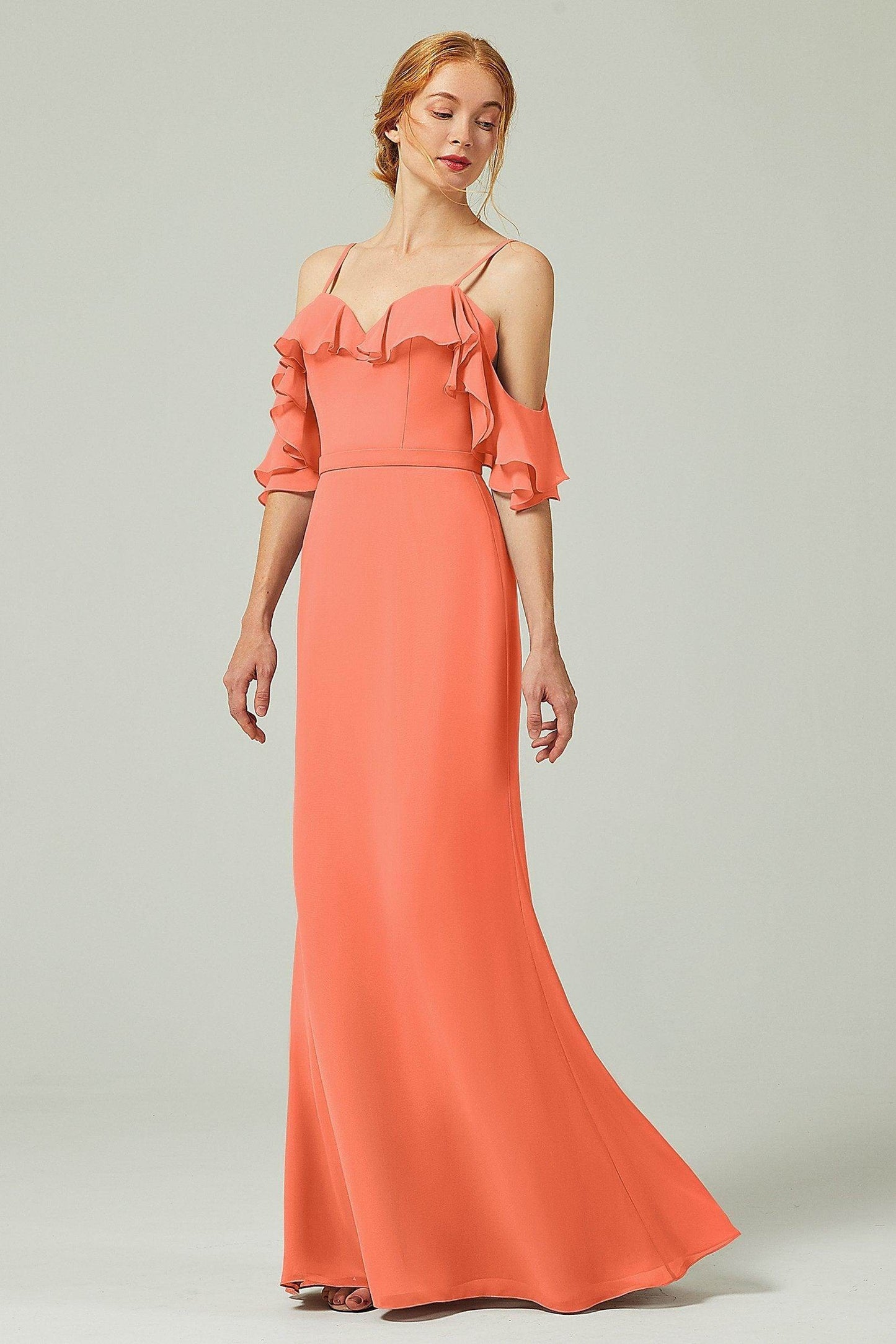 Sheath-Column Floor Length Chiffon Bridesmaid Dress CB0301 - COCOMELODY