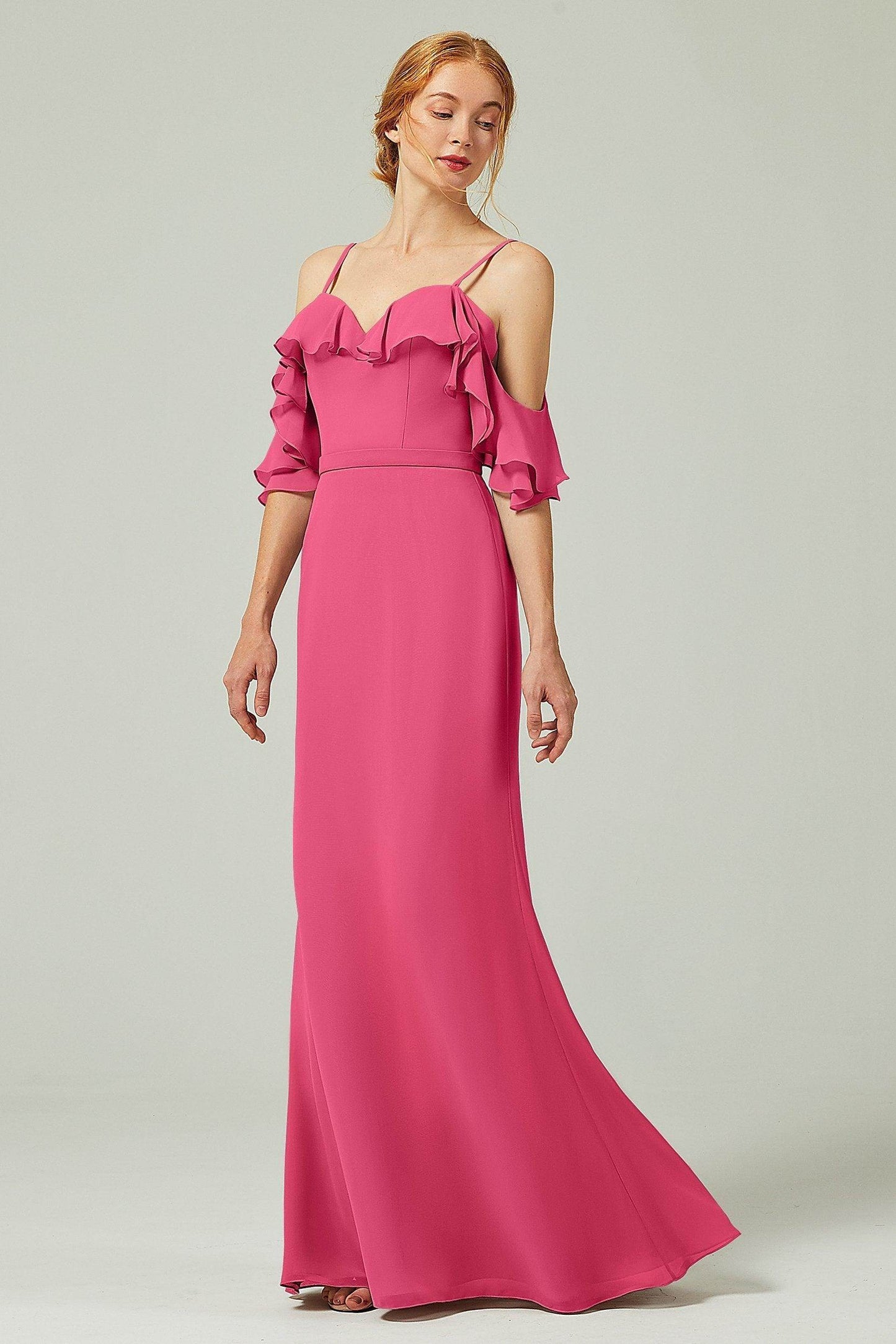 Sheath-Column Floor Length Chiffon Bridesmaid Dress CB0301 - COCOMELODY