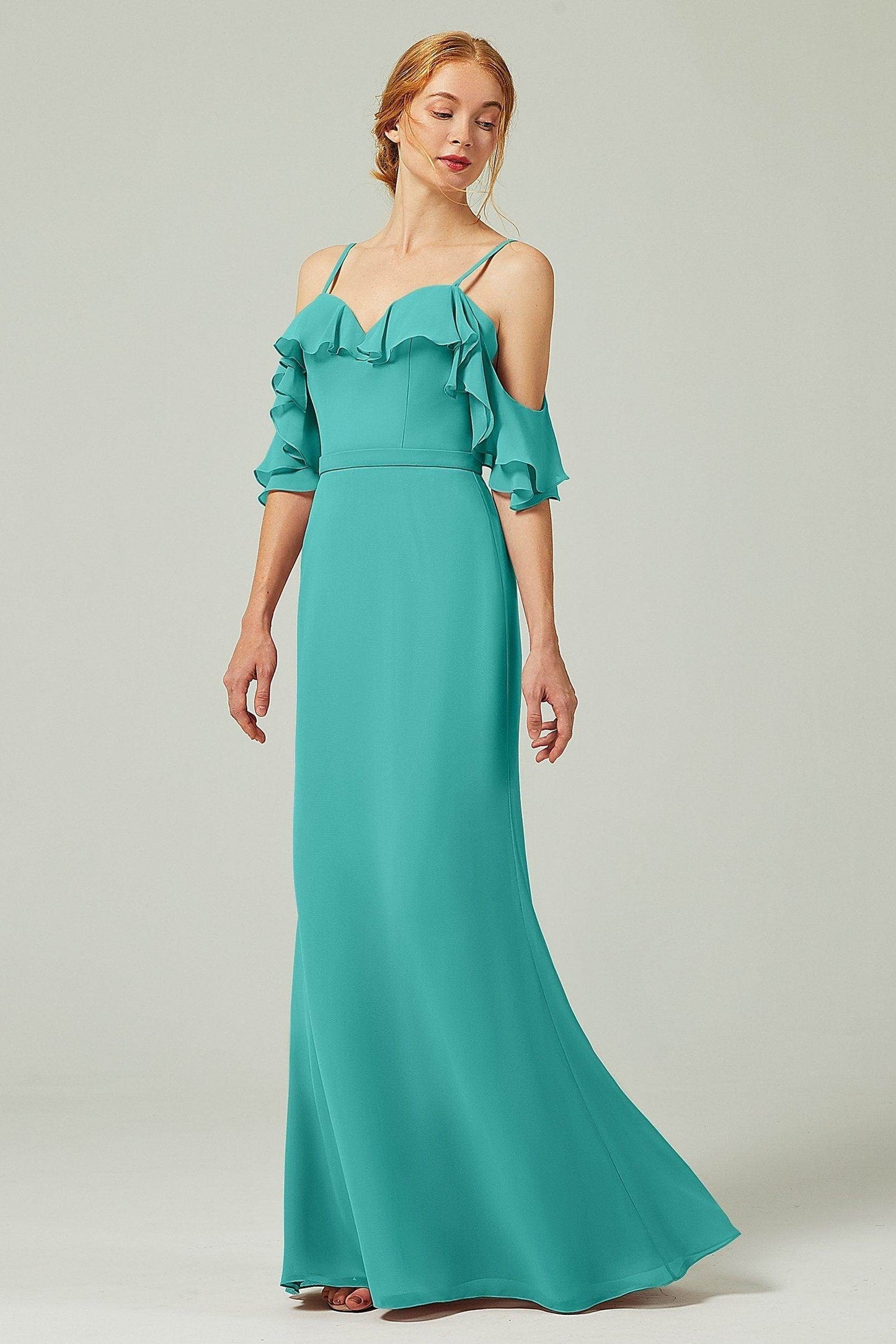 Sheath-Column Floor Length Chiffon Bridesmaid Dress CB0301 - COCOMELODY