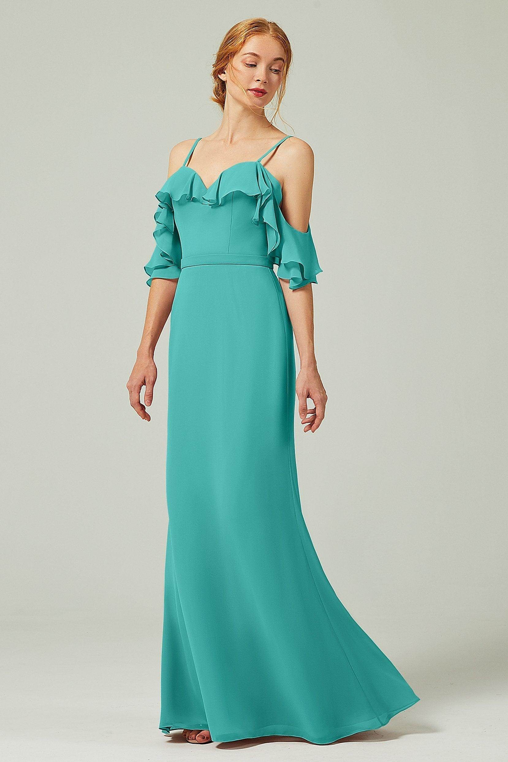 Sheath-Column Floor Length Chiffon Bridesmaid Dress CB0301 - COCOMELODY