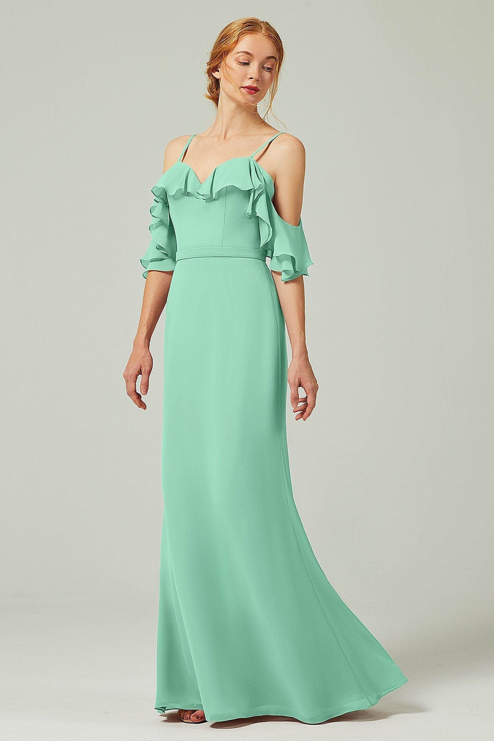 Sheath-Column Floor Length Chiffon Bridesmaid Dress CB0301 - COCOMELODY