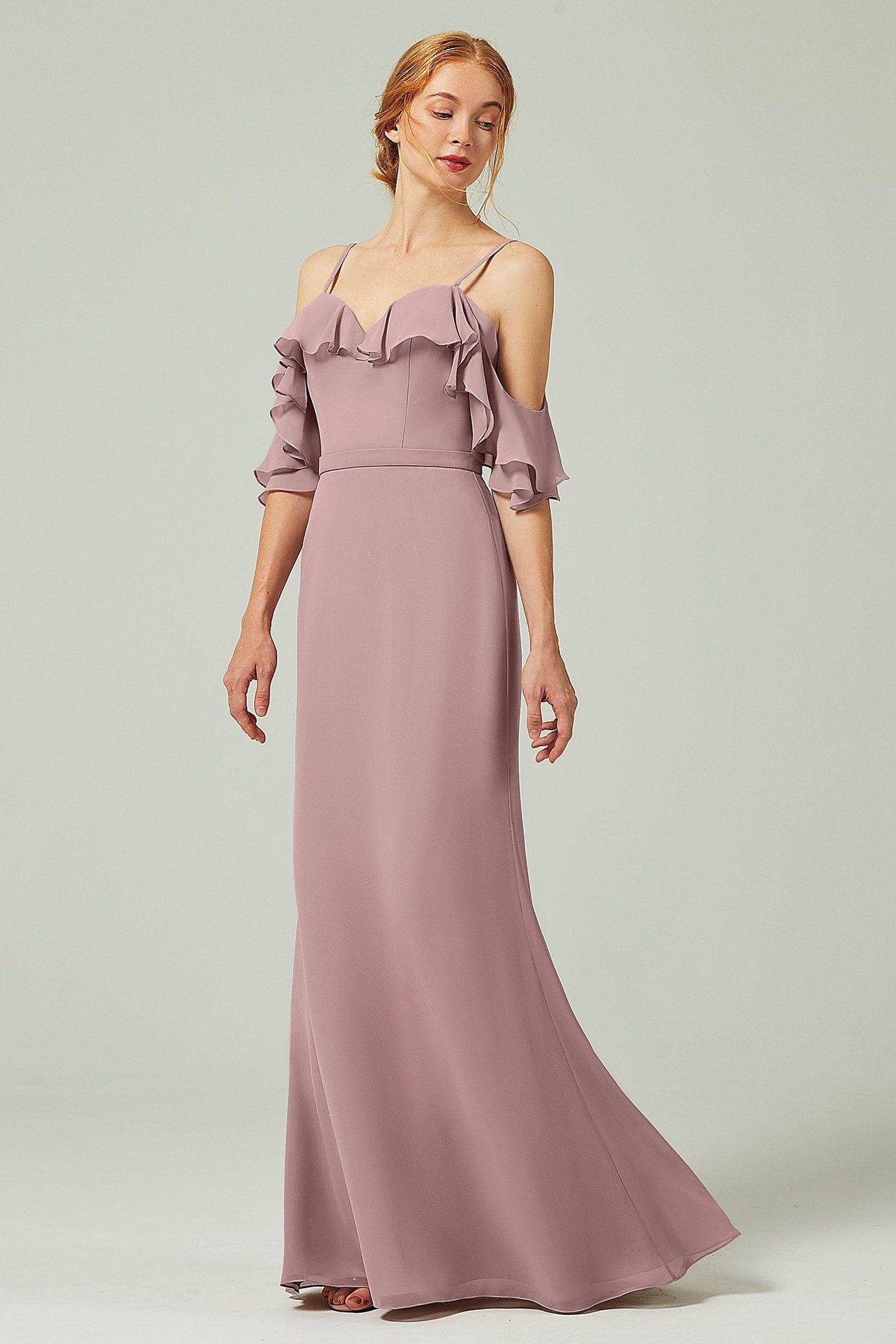 Sheath-Column Floor Length Chiffon Bridesmaid Dress CB0301 - COCOMELODY