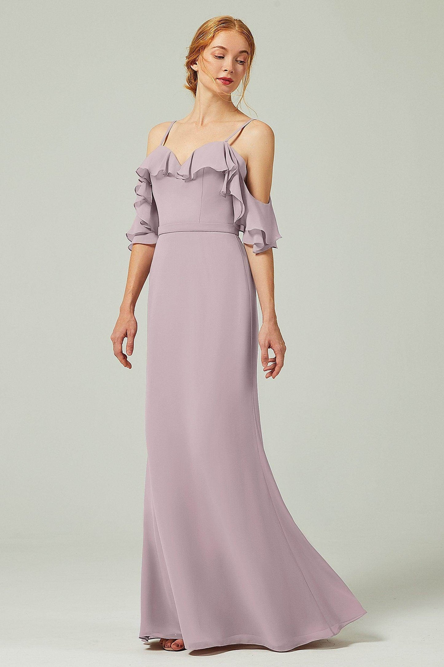 Sheath-Column Floor Length Chiffon Bridesmaid Dress CB0301 - COCOMELODY