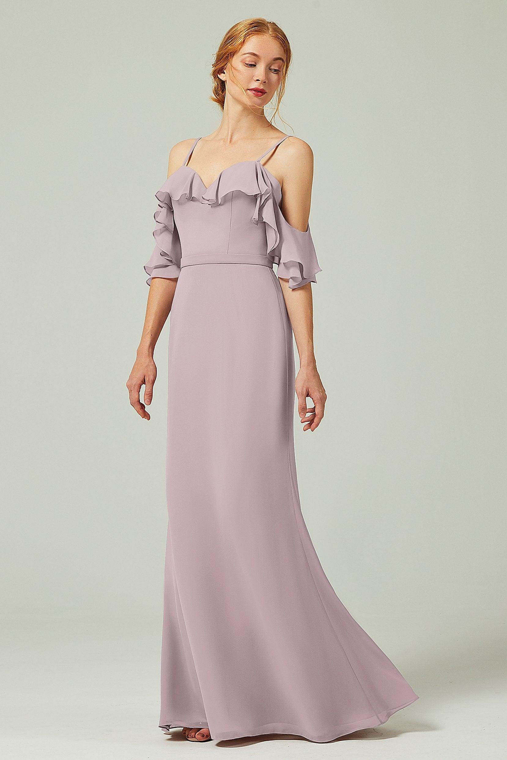 Sheath-Column Floor Length Chiffon Bridesmaid Dress CB0301 - COCOMELODY