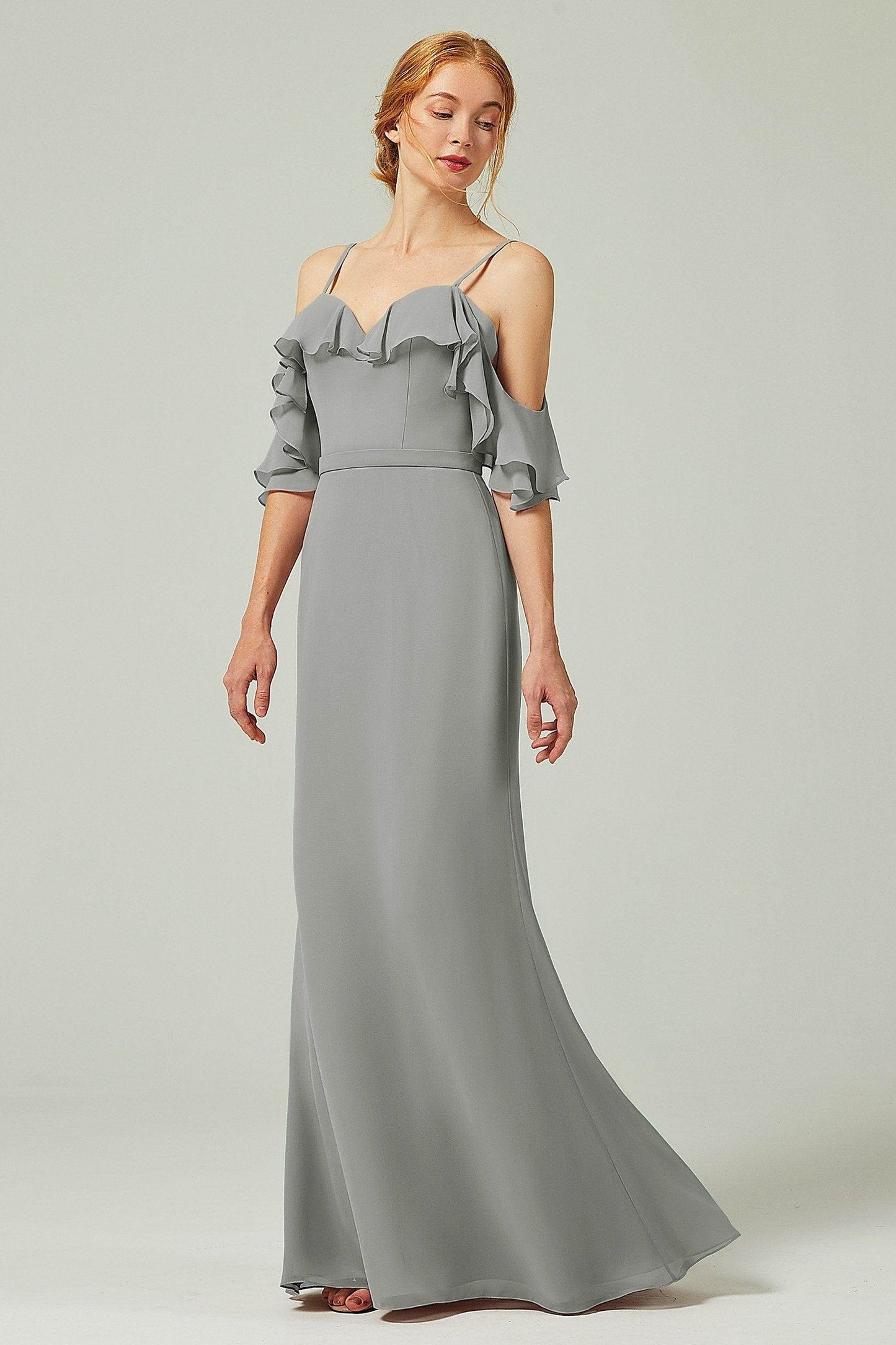 Sheath-Column Floor Length Chiffon Bridesmaid Dress CB0301 - COCOMELODY