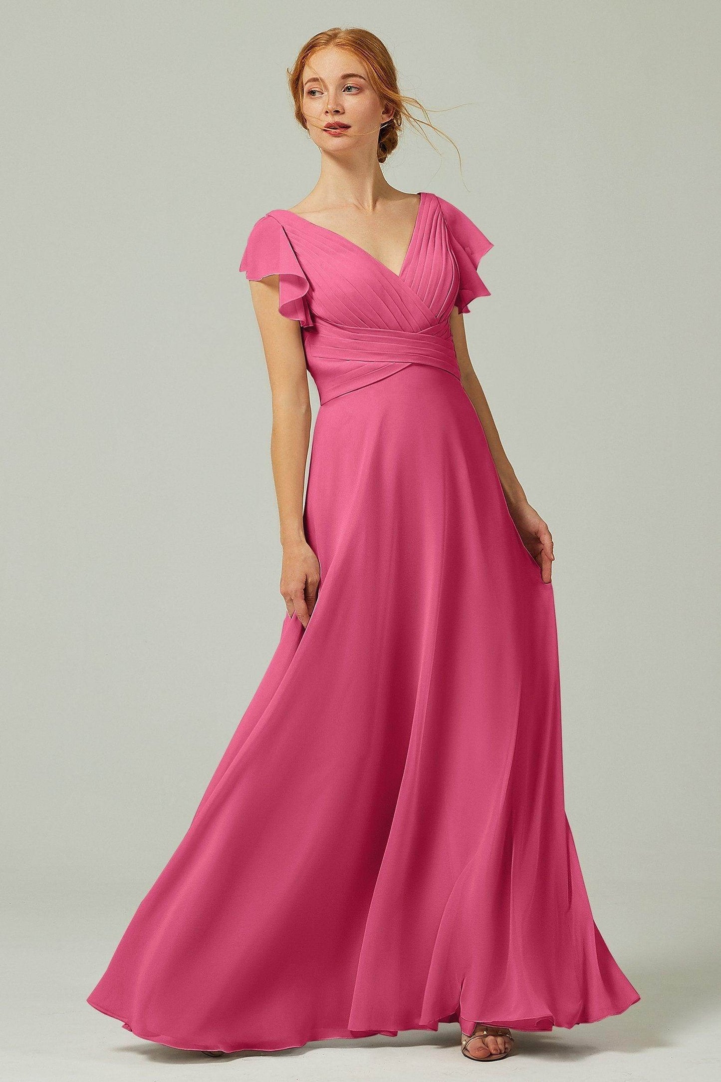 A-Line Floor Length Chiffon Bridesmaid Dress CB0302PS - COCOMELODY