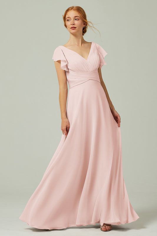 A-Line Floor Length Chiffon Bridesmaid Dress CB0302