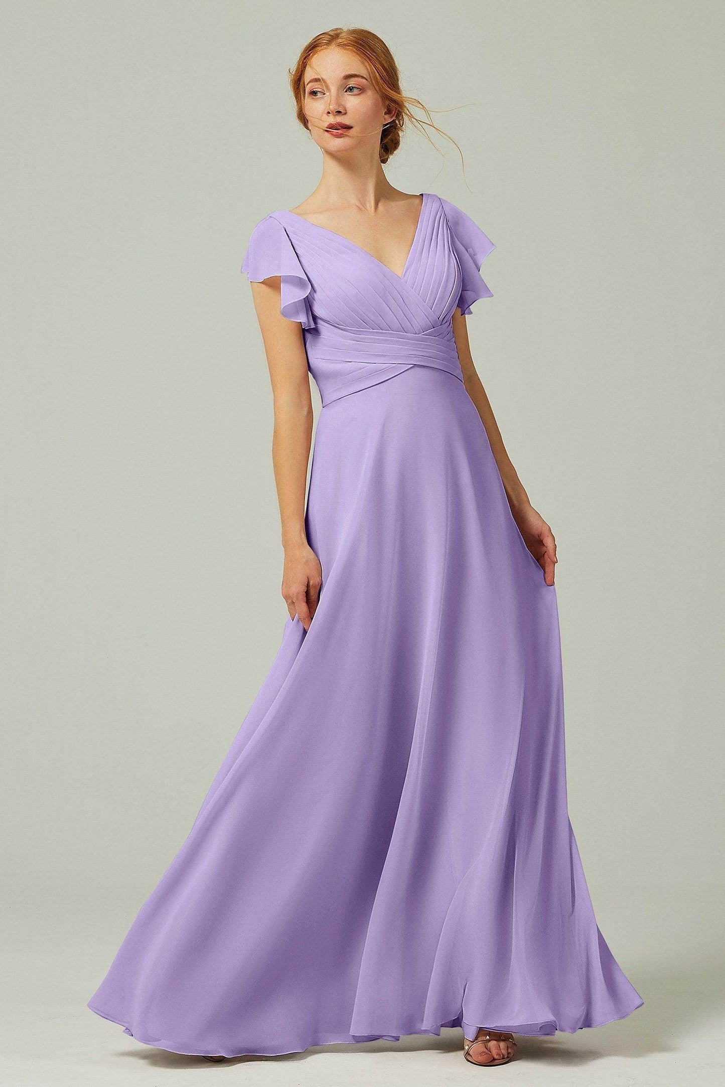 A-Line Floor Length Chiffon Bridesmaid Dress CB0302PS - COCOMELODY
