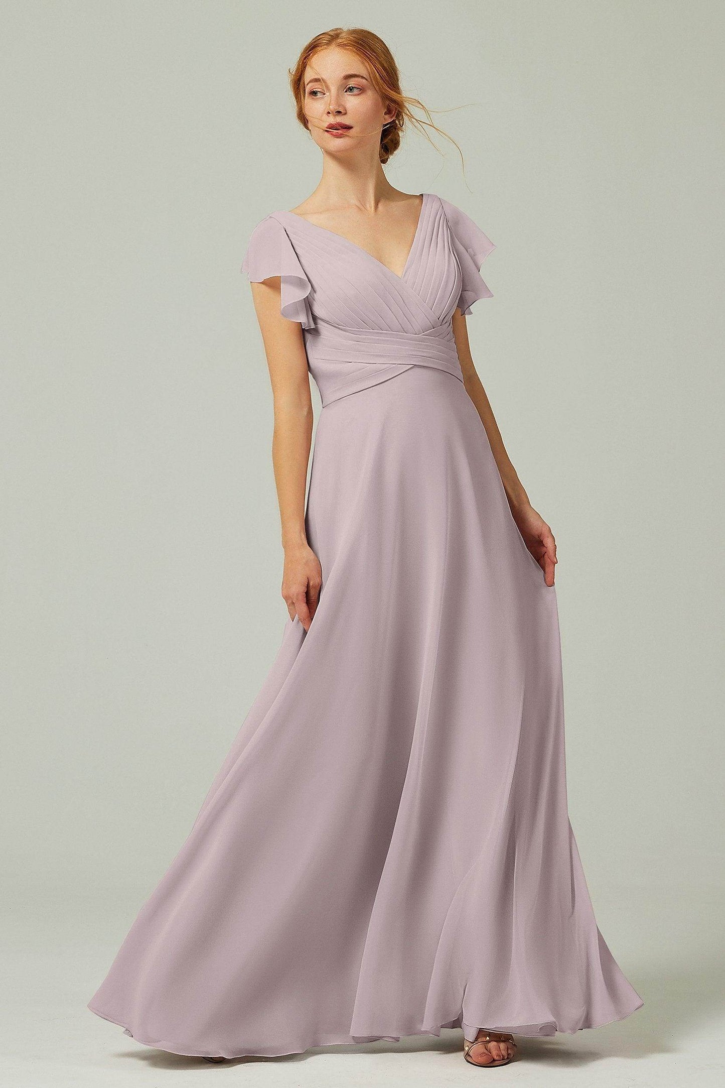 A-Line Floor Length Chiffon Bridesmaid Dress CB0302PS - COCOMELODY