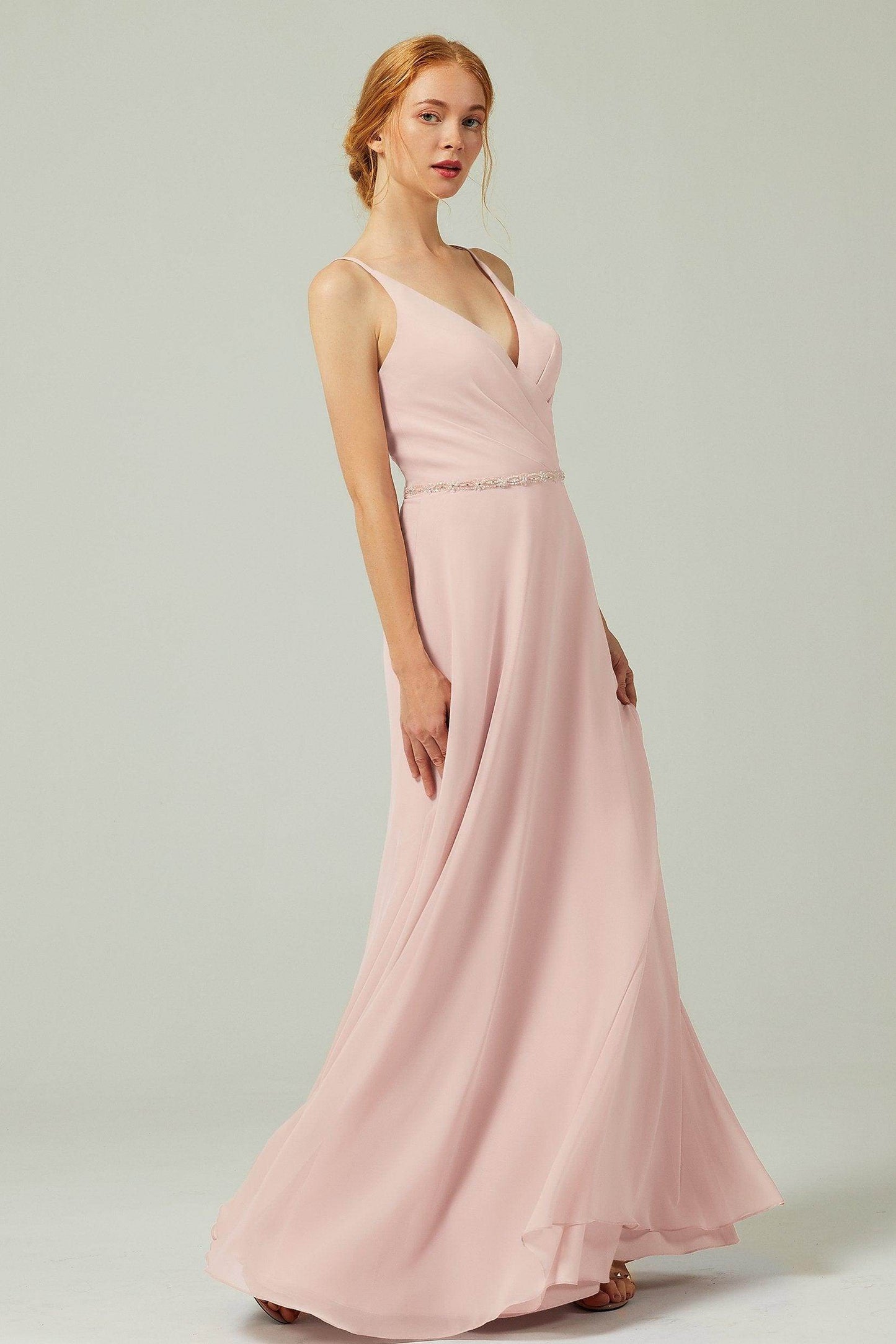 A-Line Floor Length Chiffon Bridesmaid Dress CB0303 - COCOMELODY