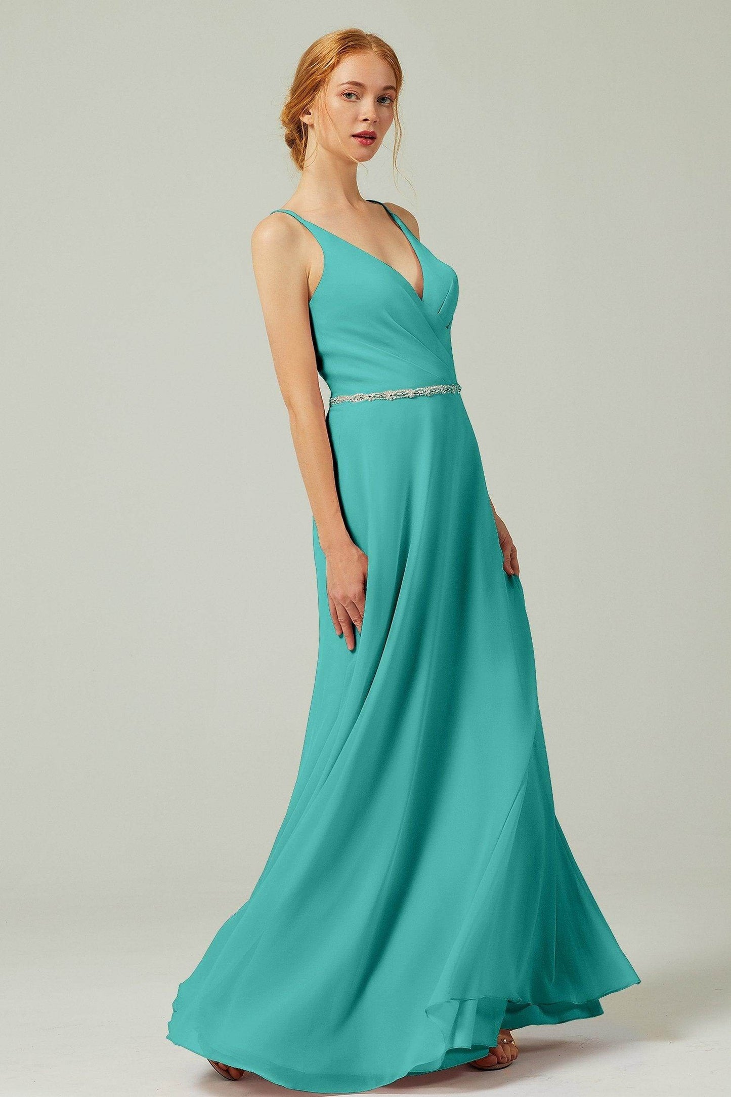 A-Line Floor Length Chiffon Bridesmaid Dress CB0303 - COCOMELODY
