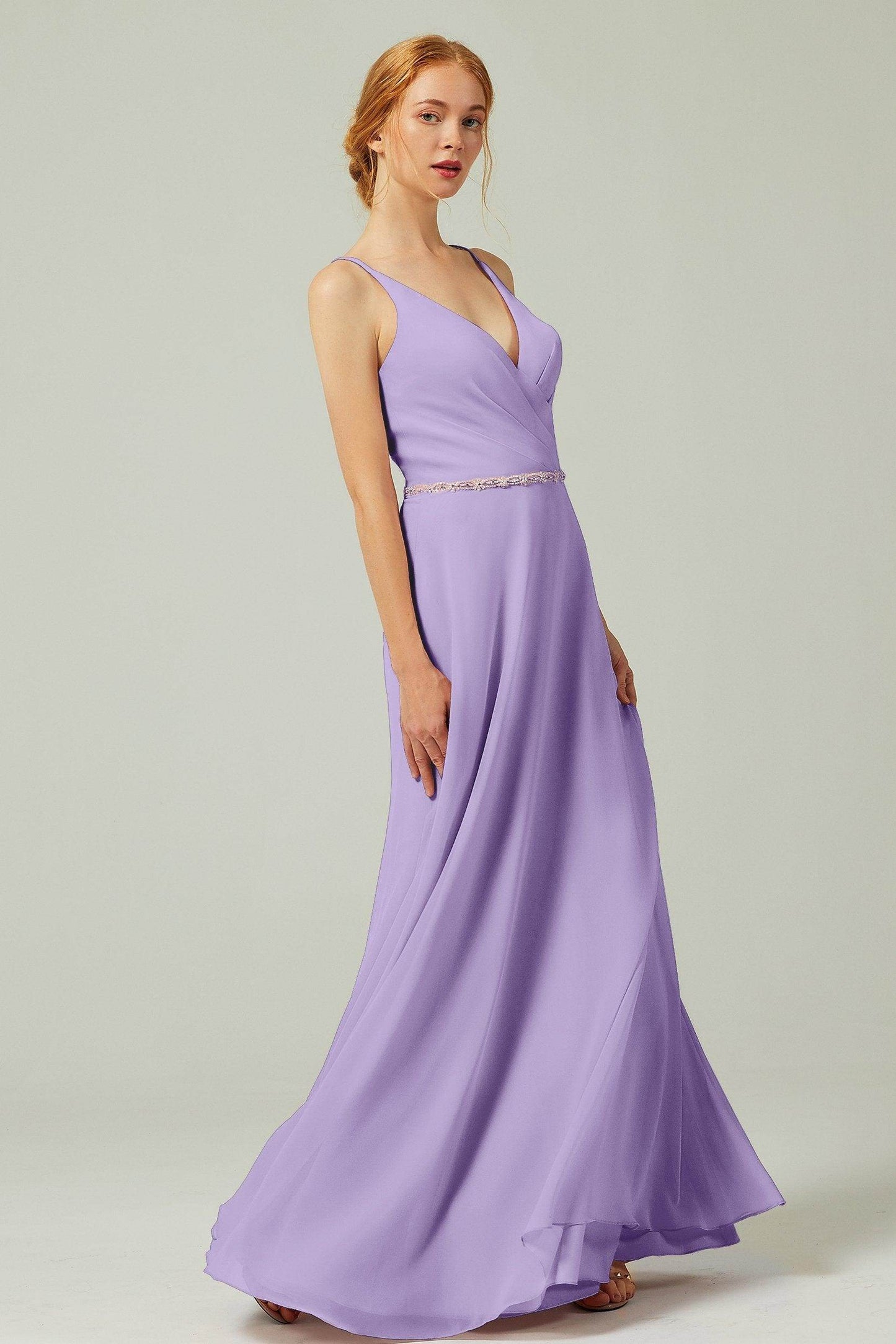 A-Line Floor Length Chiffon Bridesmaid Dress CB0303 - COCOMELODY