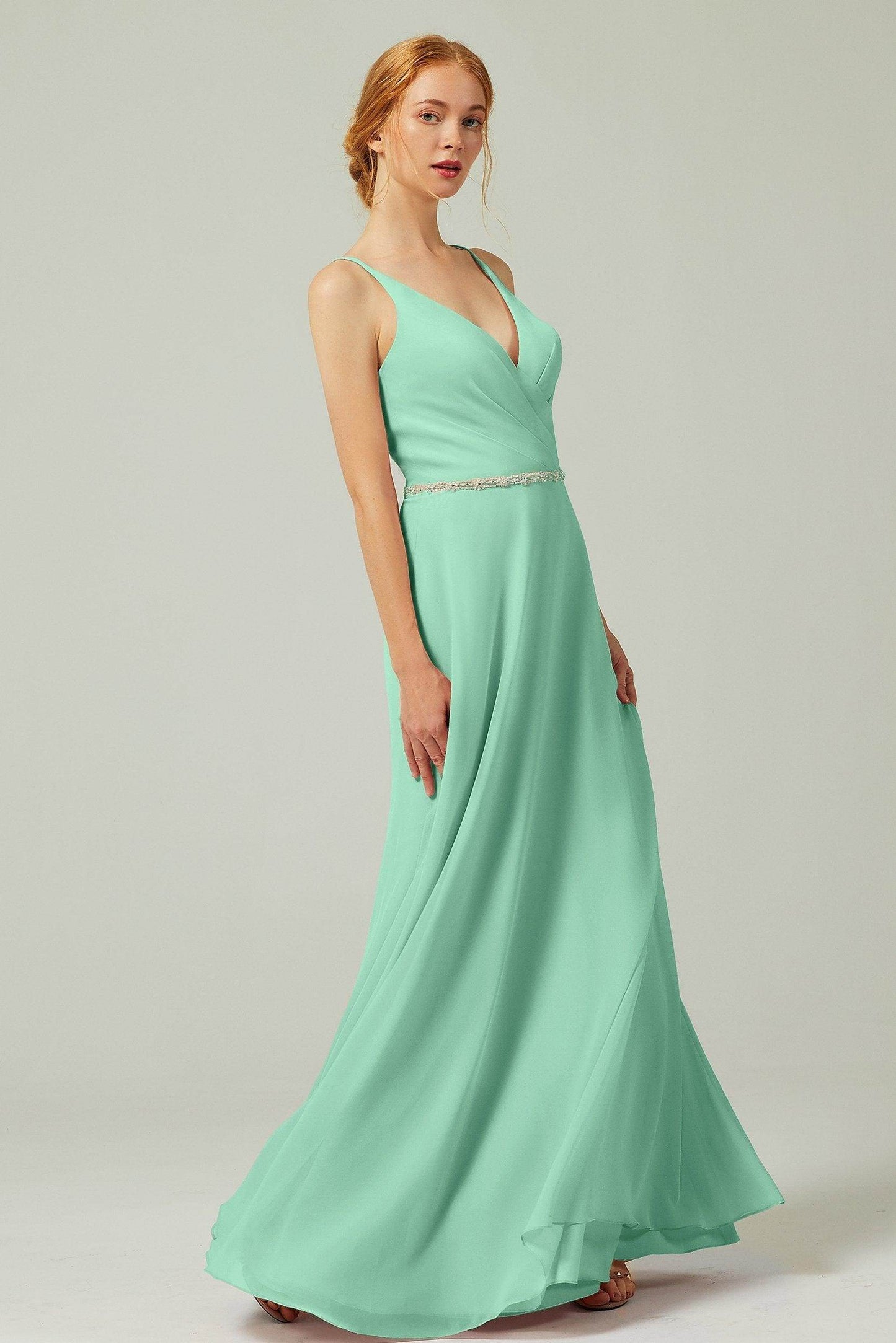 A-Line Floor Length Chiffon Bridesmaid Dress CB0303 - COCOMELODY