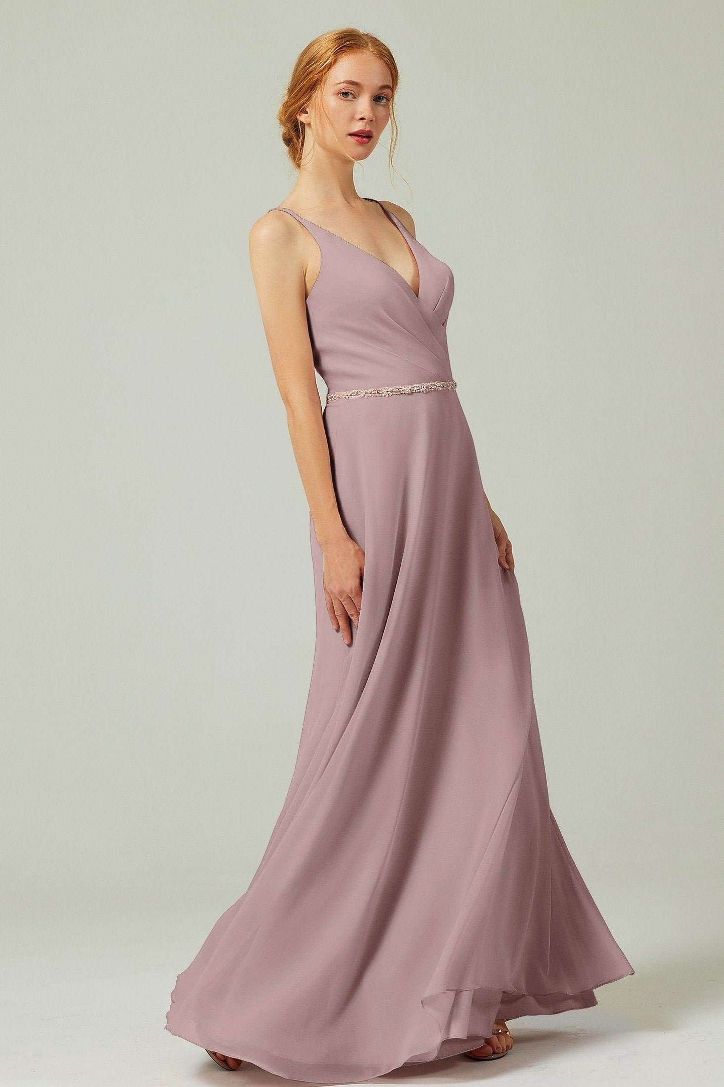A-Line Floor Length Chiffon Bridesmaid Dress CB0303 - COCOMELODY