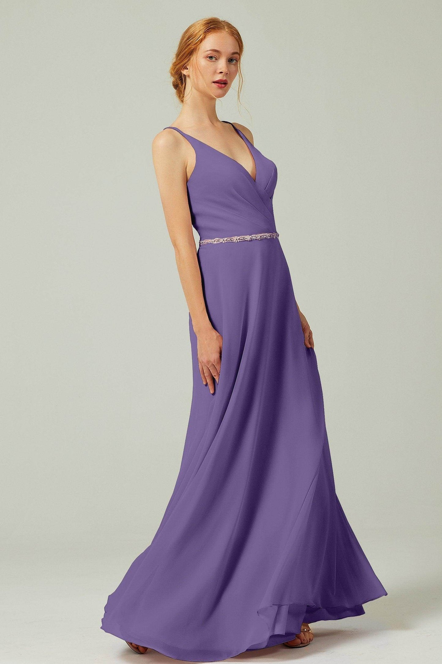A-Line Floor Length Chiffon Bridesmaid Dress CB0303 - COCOMELODY