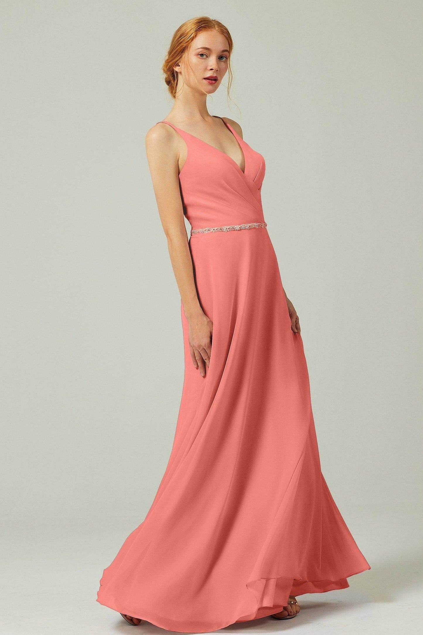 A-Line Floor Length Chiffon Bridesmaid Dress CB0303 - COCOMELODY