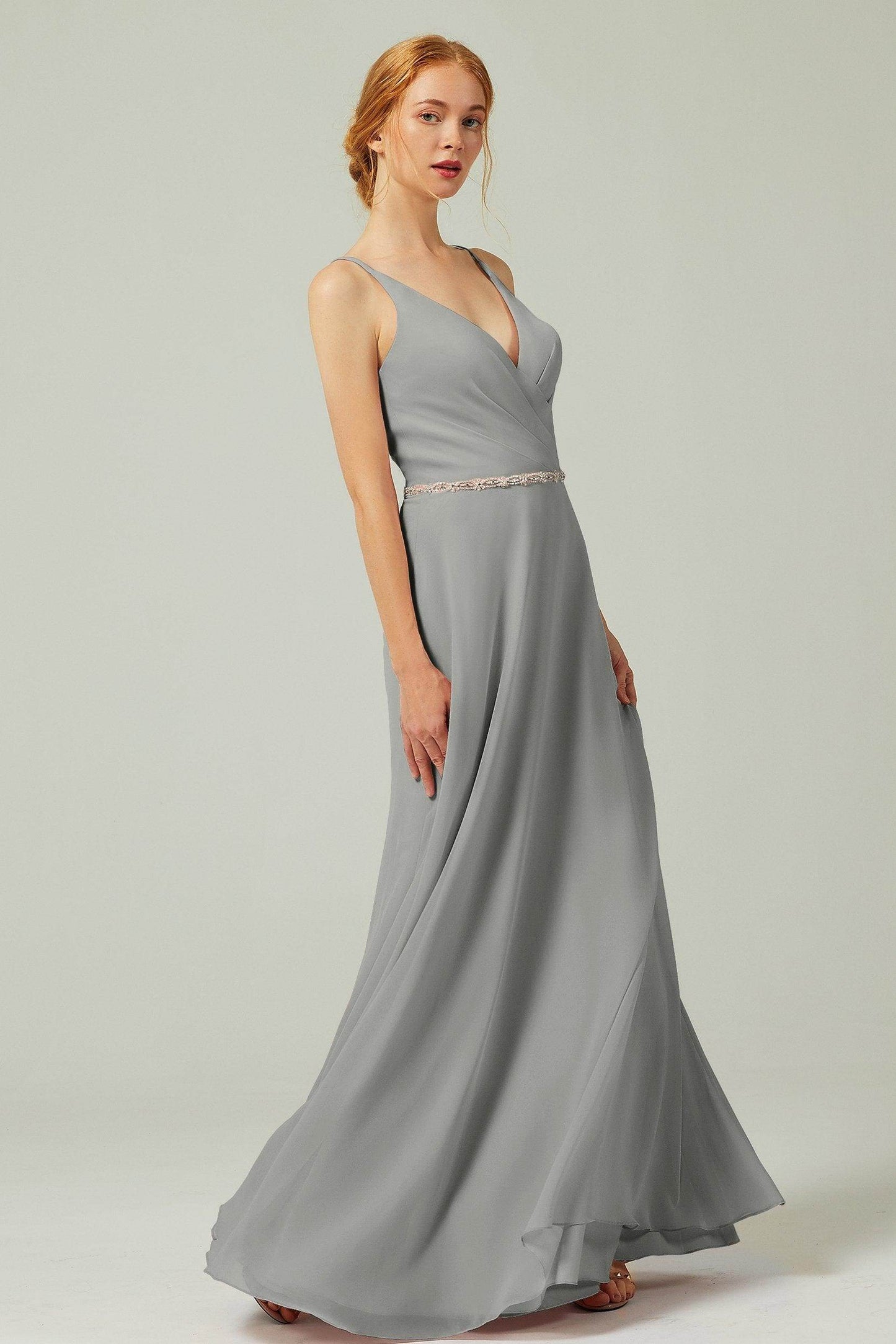 A-Line Floor Length Chiffon Bridesmaid Dress CB0303 - COCOMELODY