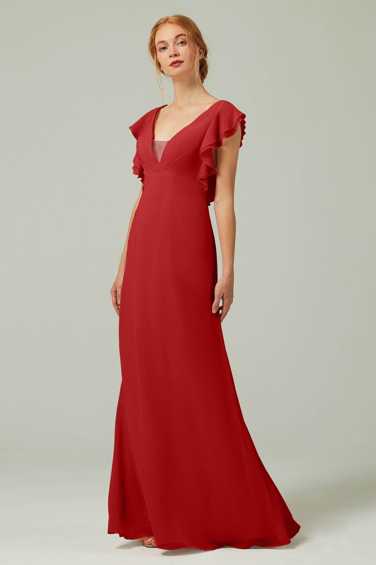 Sheath-Column Floor Length Chiffon Bridesmaid Dress CB0304 - COCOMELODY