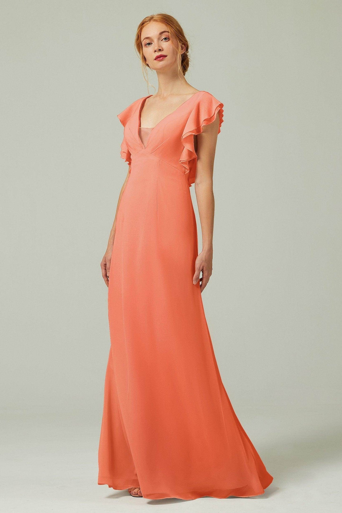 Sheath-Column Floor Length Chiffon Bridesmaid Dress CB0304 - COCOMELODY