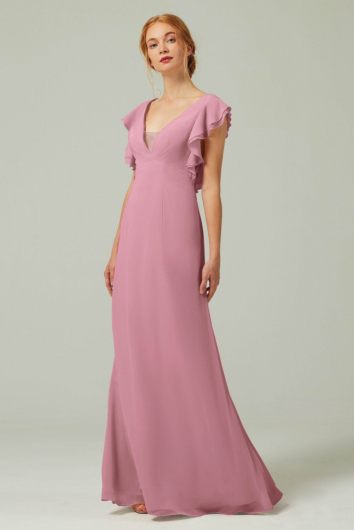 Sheath-Column Floor Length Chiffon Bridesmaid Dress CB0304 - COCOMELODY