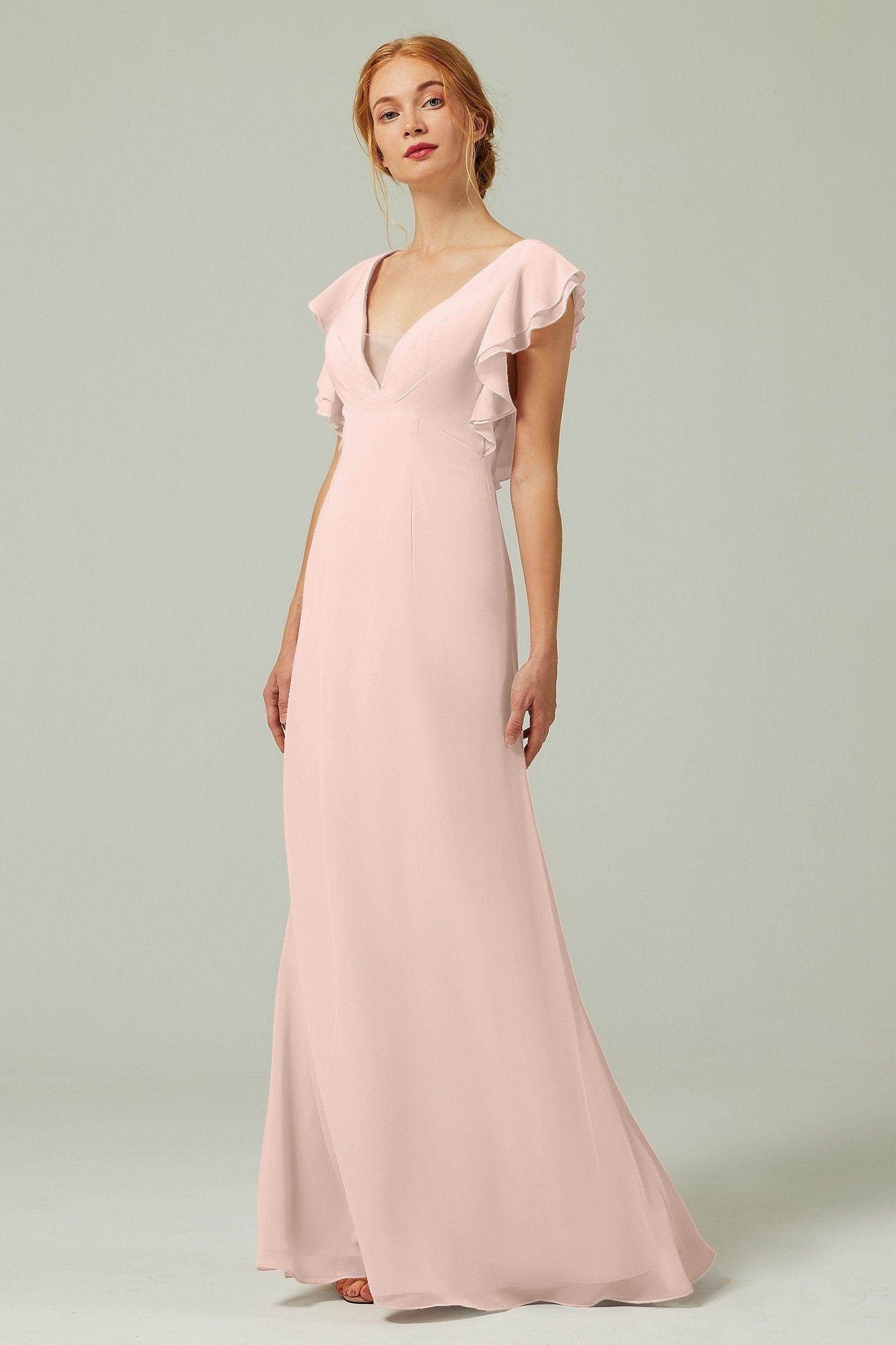 Sheath-Column Floor Length Chiffon Bridesmaid Dress CB0304 - COCOMELODY