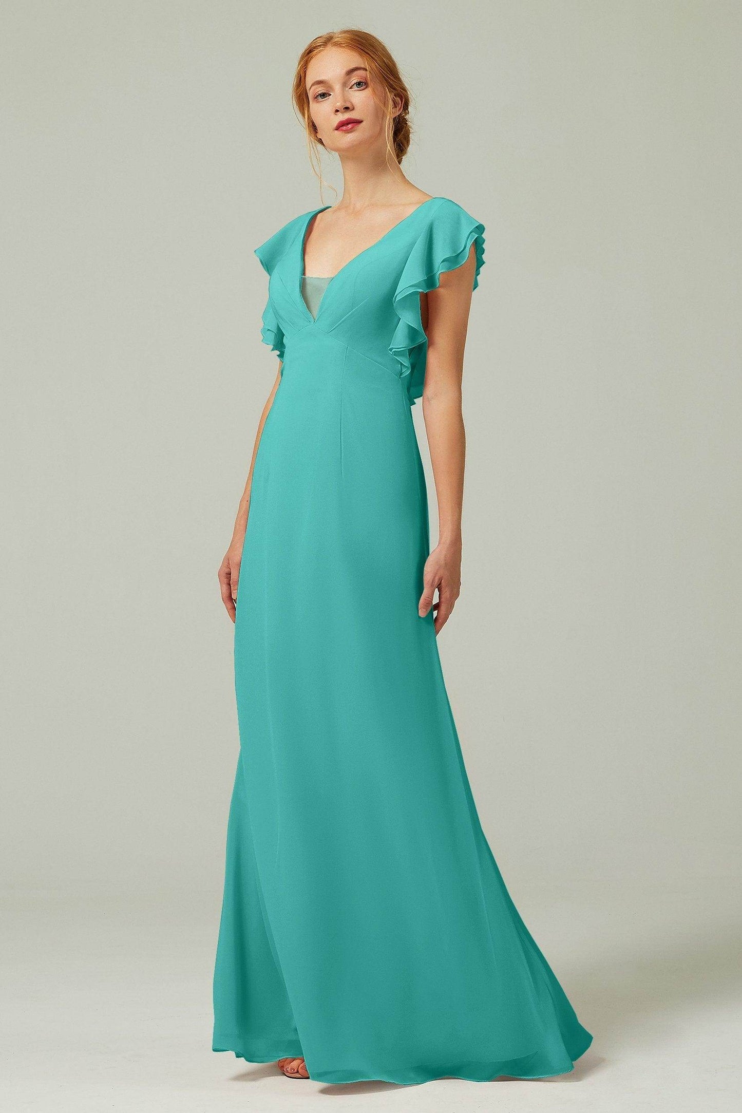 Sheath-Column Floor Length Chiffon Bridesmaid Dress CB0304 - COCOMELODY