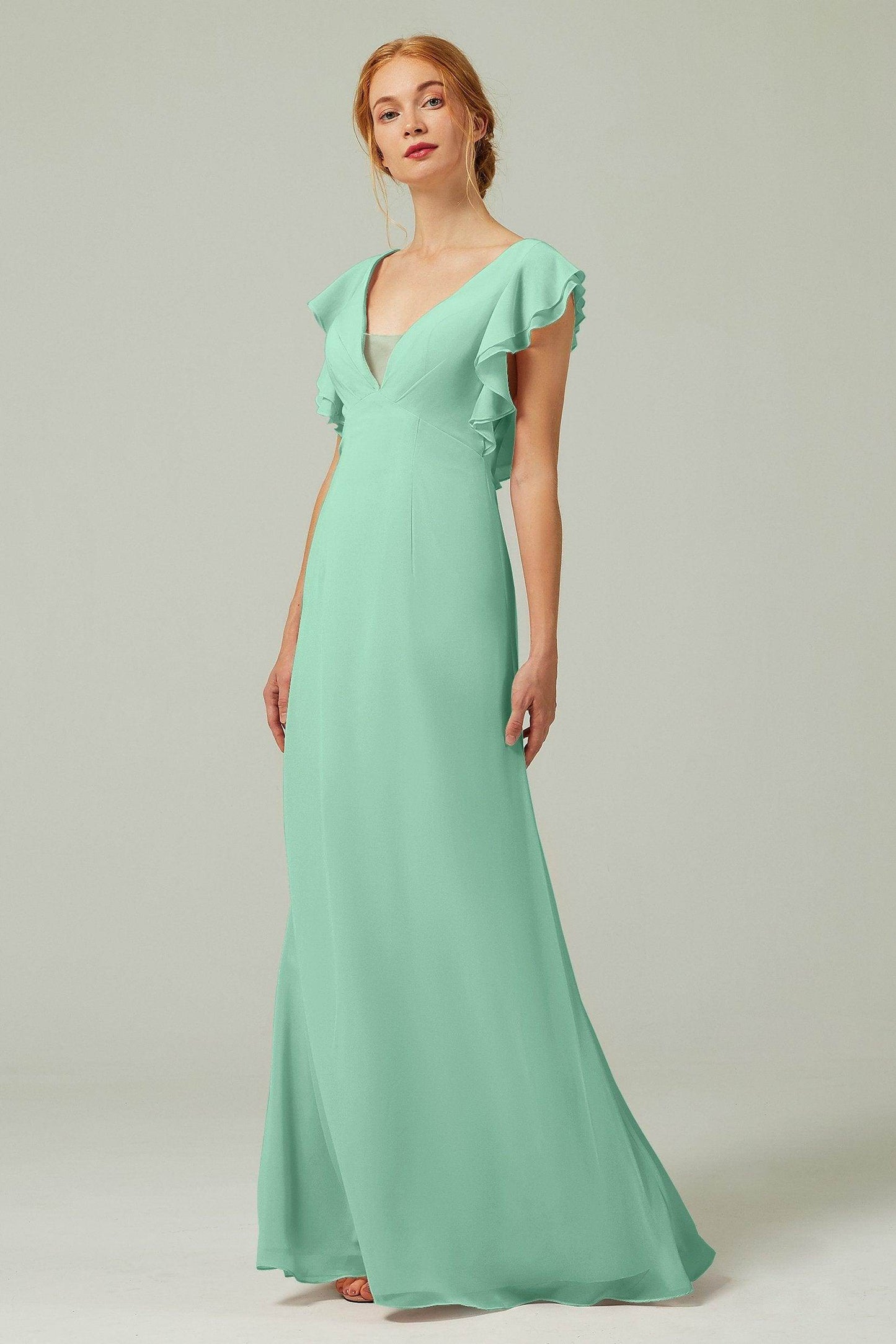 Sheath-Column Floor Length Chiffon Bridesmaid Dress CB0304 - COCOMELODY