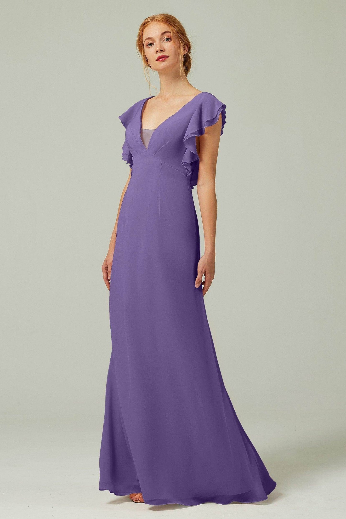 Sheath-Column Floor Length Chiffon Bridesmaid Dress CB0304 - COCOMELODY