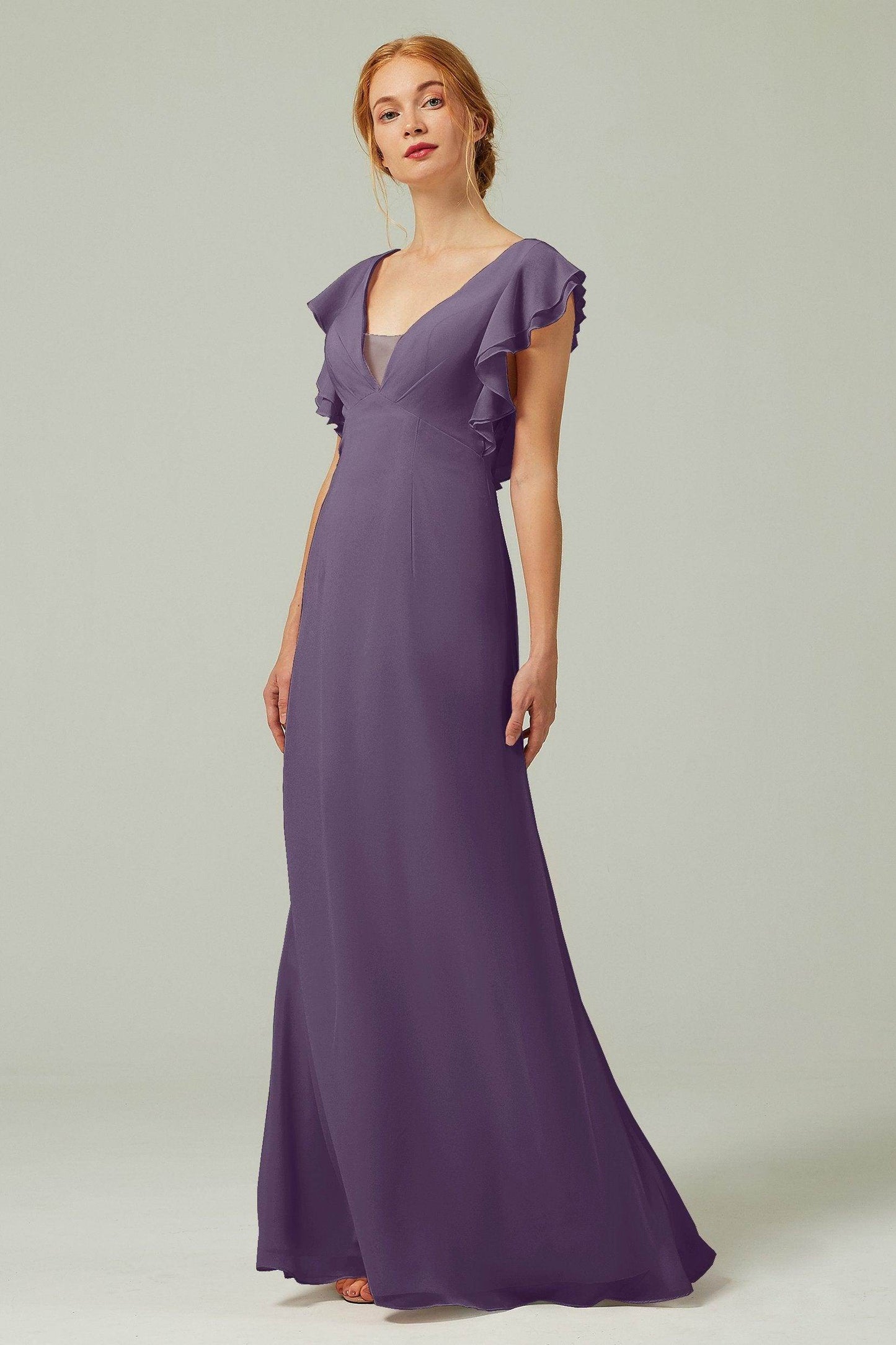 Sheath-Column Floor Length Chiffon Bridesmaid Dress CB0304 - COCOMELODY