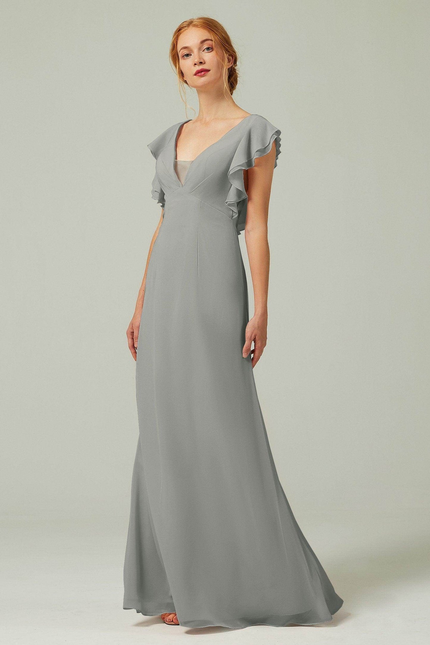 Sheath-Column Floor Length Chiffon Bridesmaid Dress CB0304 - COCOMELODY