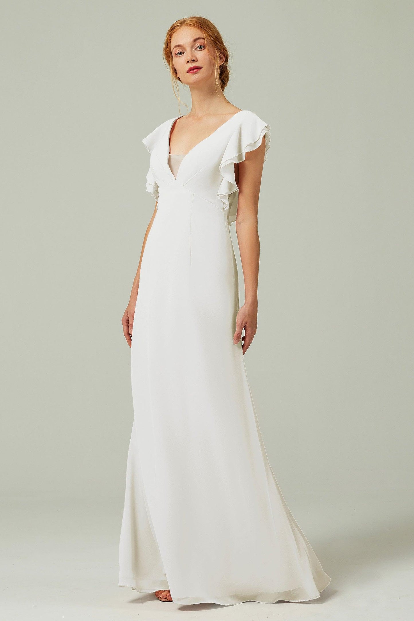 Sheath-Column Floor Length Chiffon Bridesmaid Dress CB0304CR - COCOMELODY