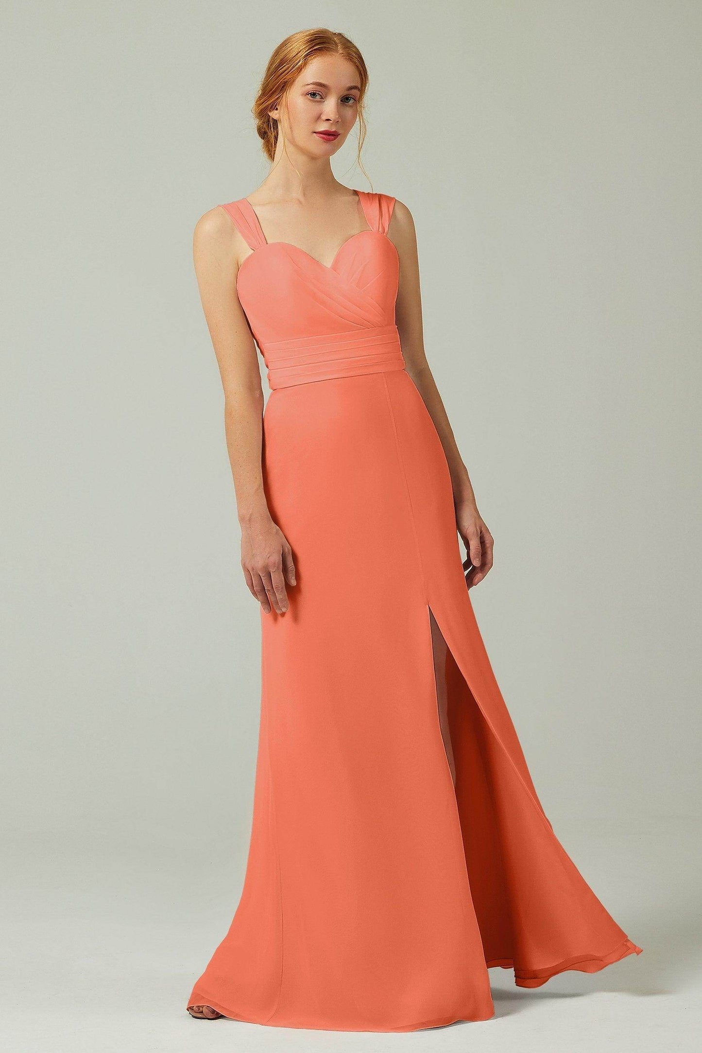 Sheath-Column Floor Length Chiffon Bridesmaid Dress CB0305 - COCOMELODY
