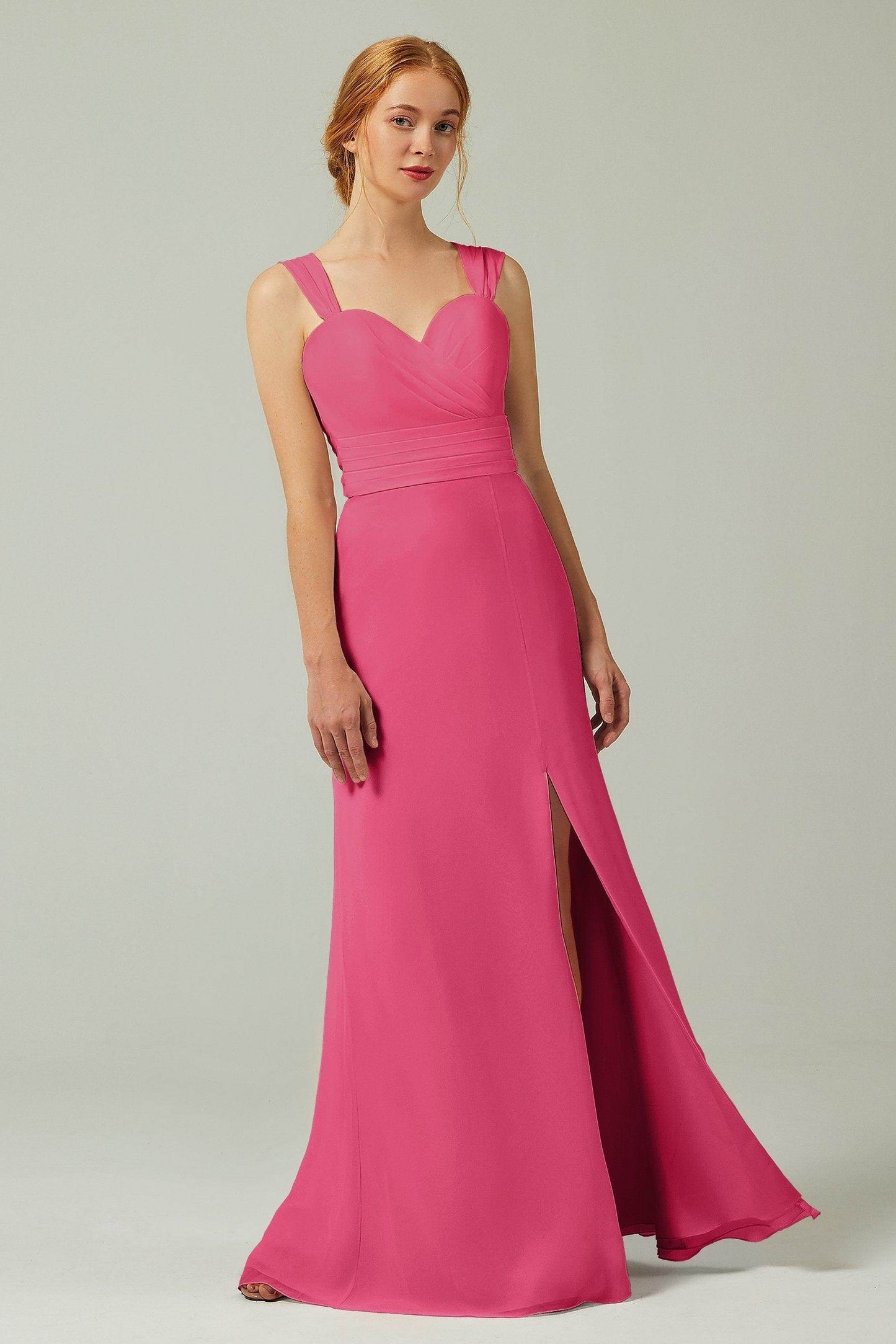 Sheath-Column Floor Length Chiffon Bridesmaid Dress CB0305 - COCOMELODY