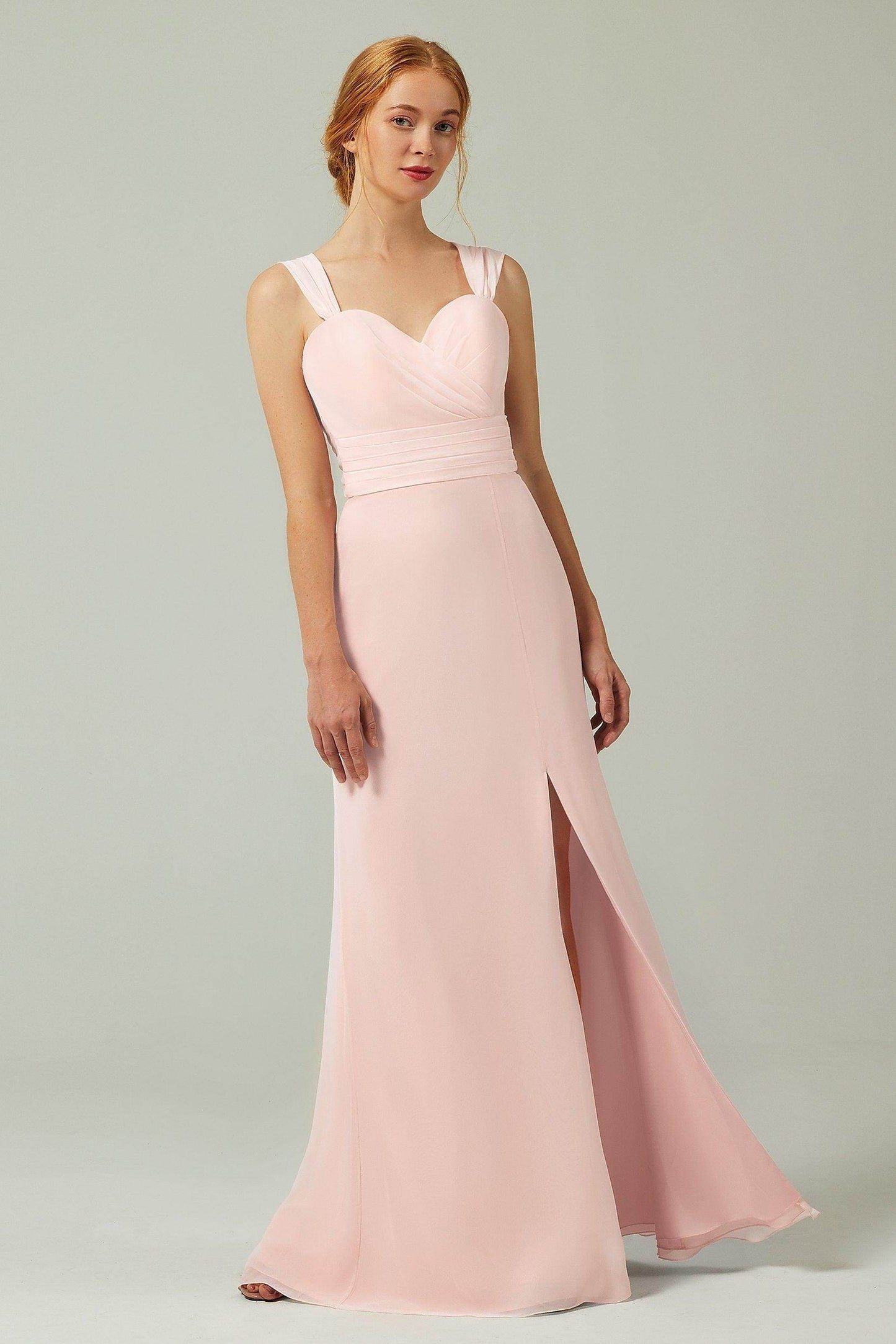 Sheath-Column Floor Length Chiffon Bridesmaid Dress CB0305 - COCOMELODY