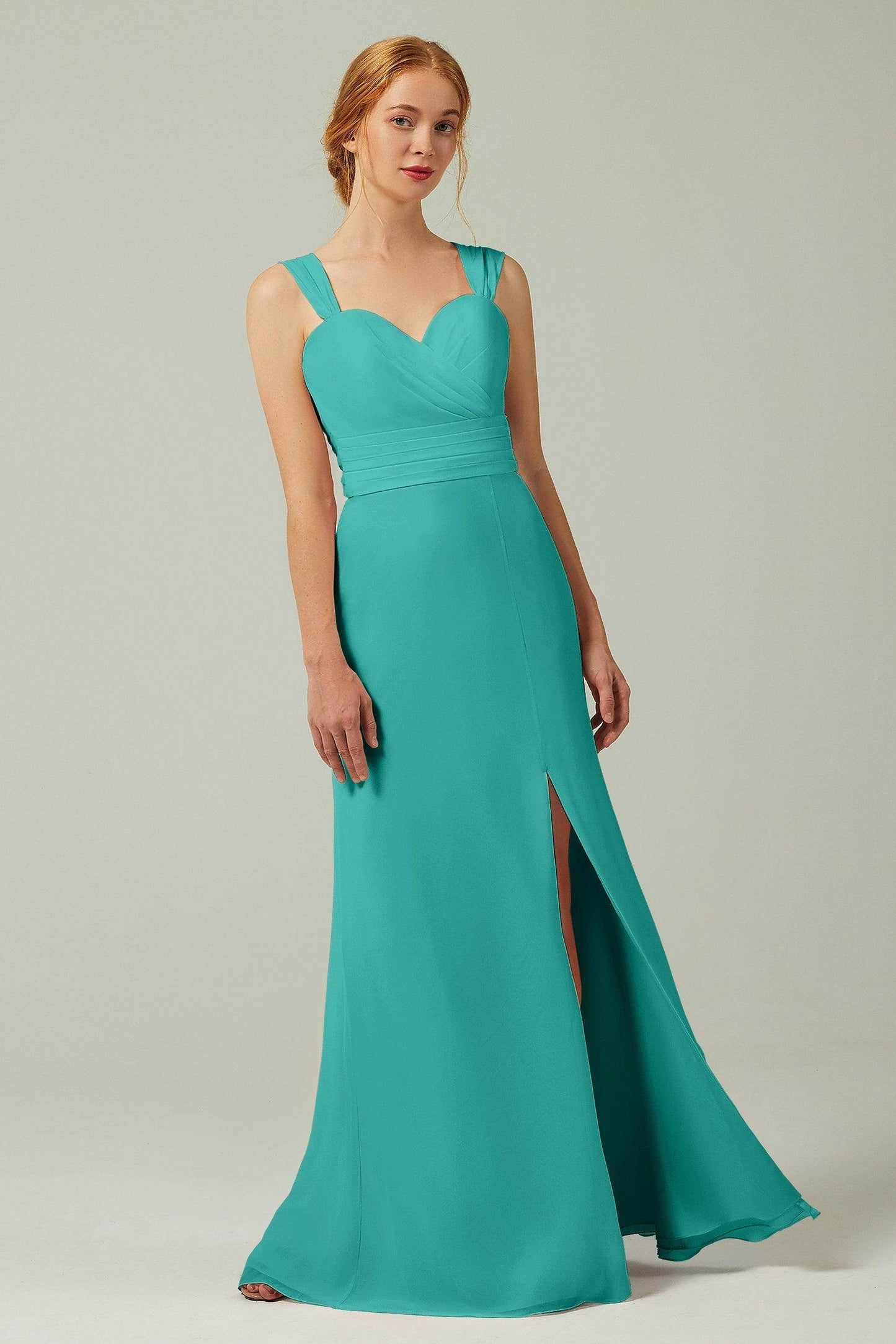 Sheath-Column Floor Length Chiffon Bridesmaid Dress CB0305 - COCOMELODY