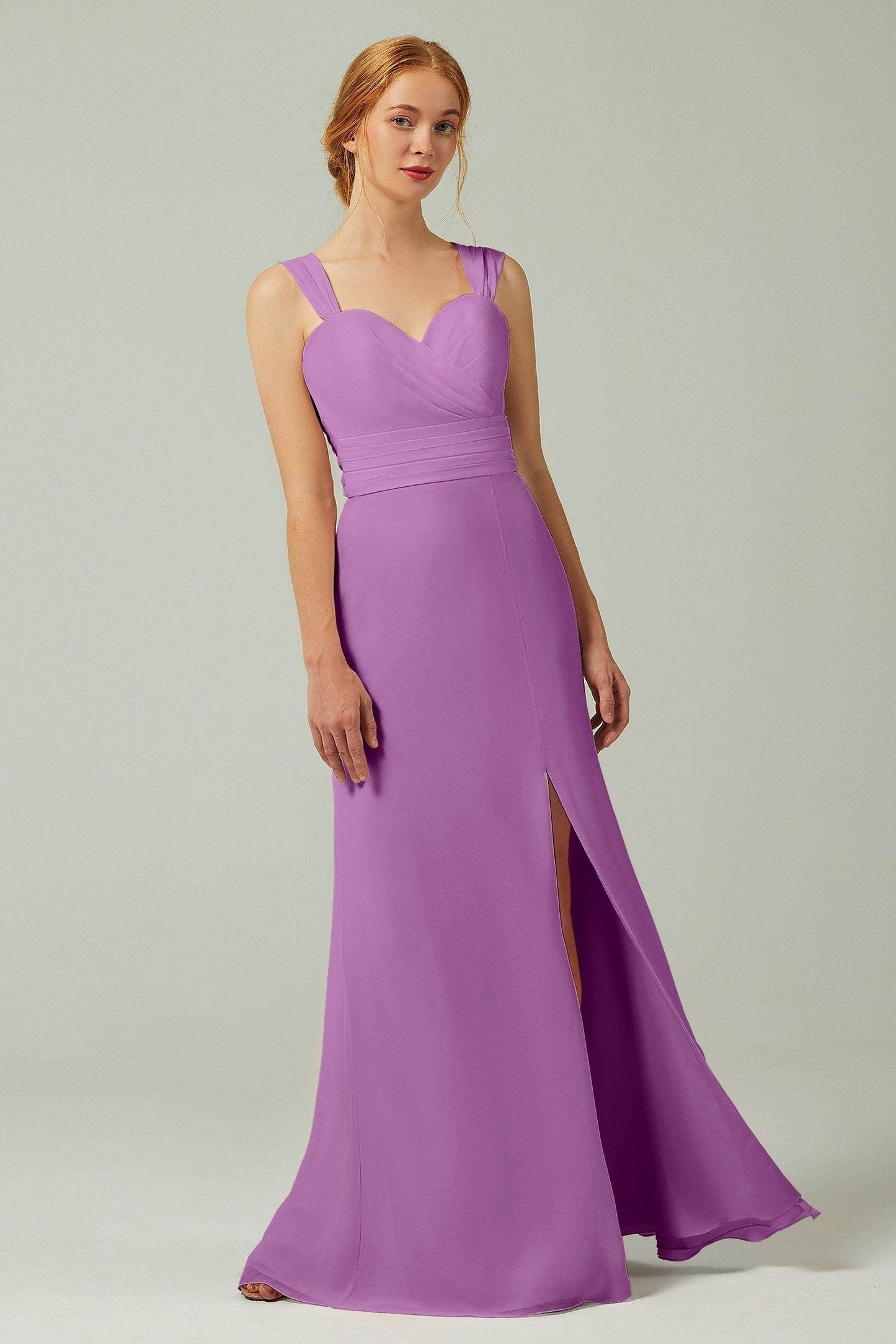Sheath-Column Floor Length Chiffon Bridesmaid Dress CB0305 - COCOMELODY