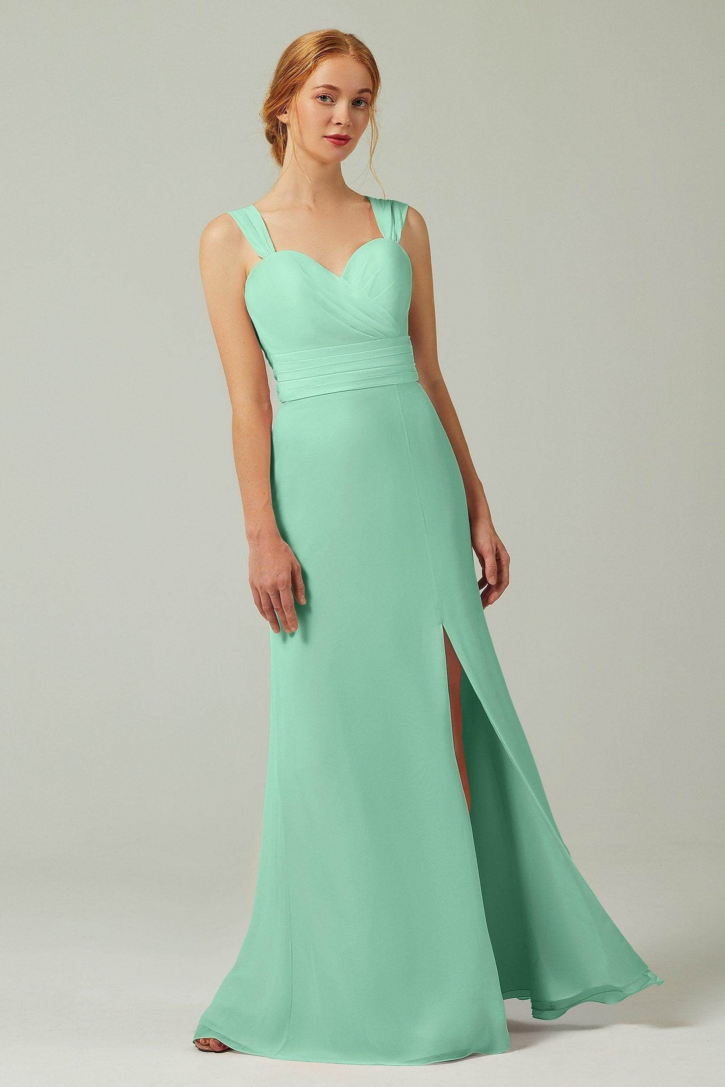 Sheath-Column Floor Length Chiffon Bridesmaid Dress CB0305 - COCOMELODY
