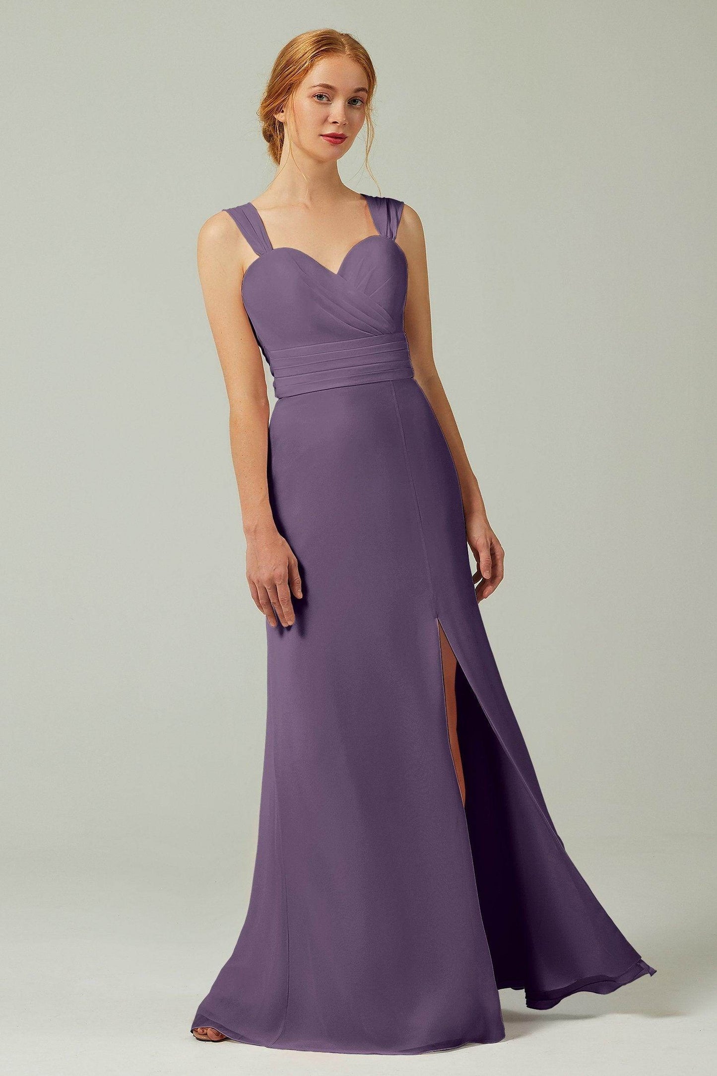 Sheath-Column Floor Length Chiffon Bridesmaid Dress CB0305 - COCOMELODY