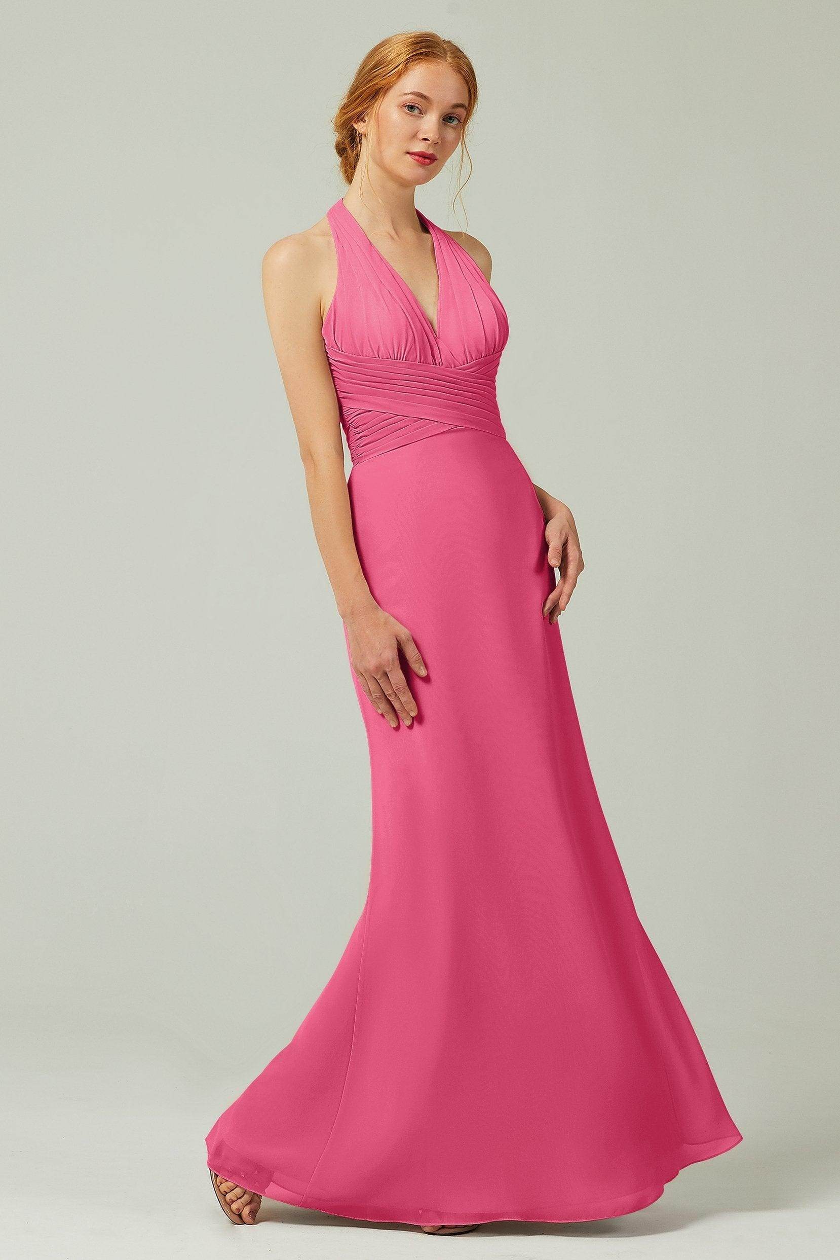Sheath-Column Floor Length Chiffon Bridesmaid Dress CB0306 - COCOMELODY